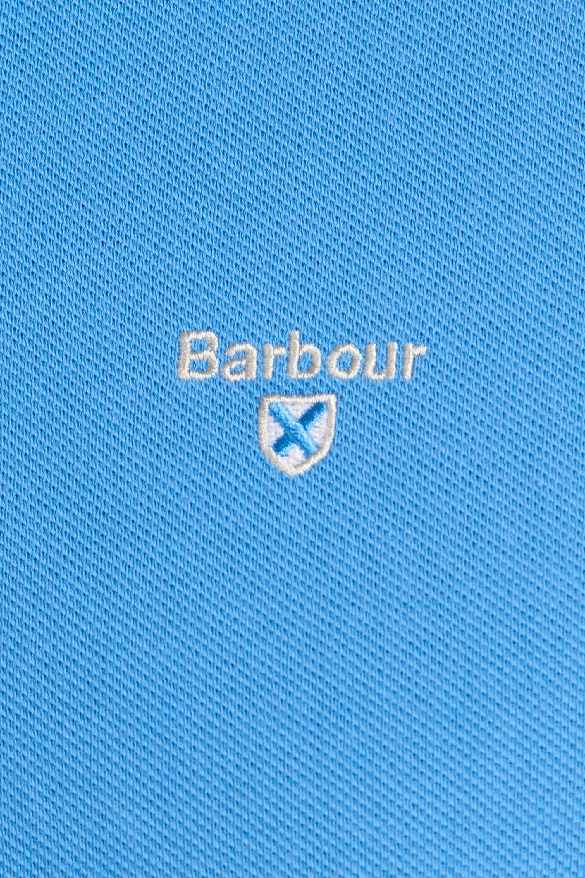Barbour Tartan Pique Polo Shirt Delft Blue - Image 4