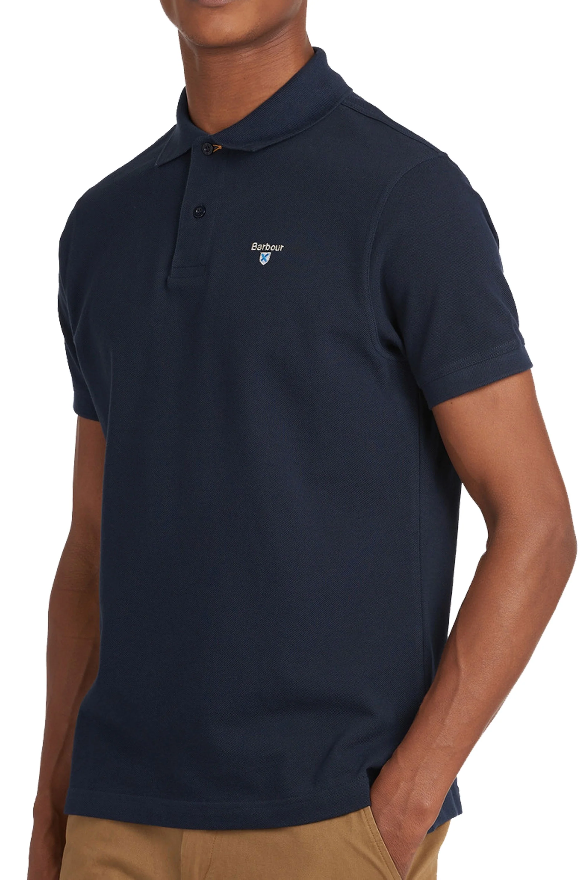 Barbour Tartan Pique Polo Shirt New Navy - Image 3
