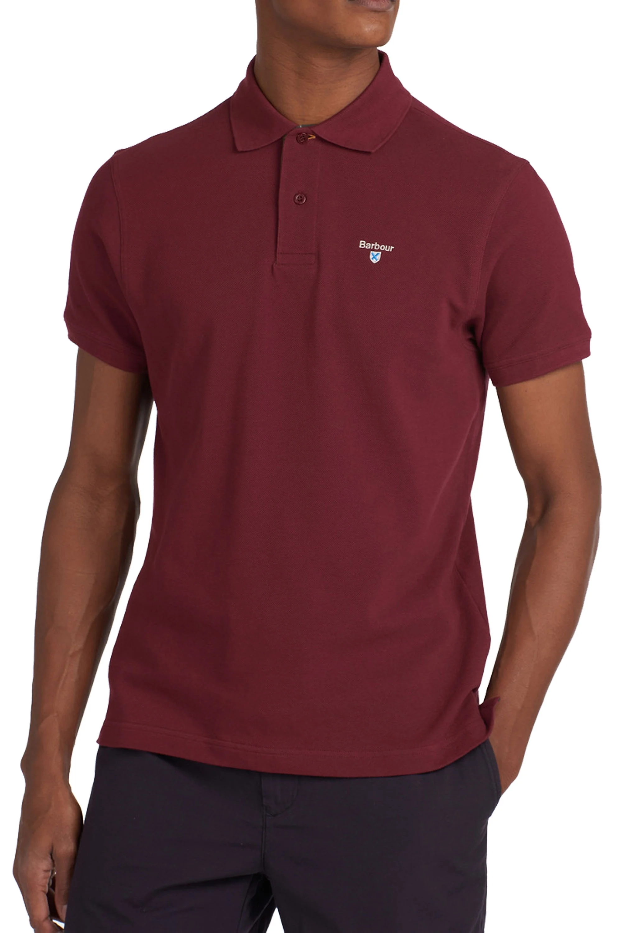 Barbour Tartan Pique Polo Shirt Ruby - Image 3