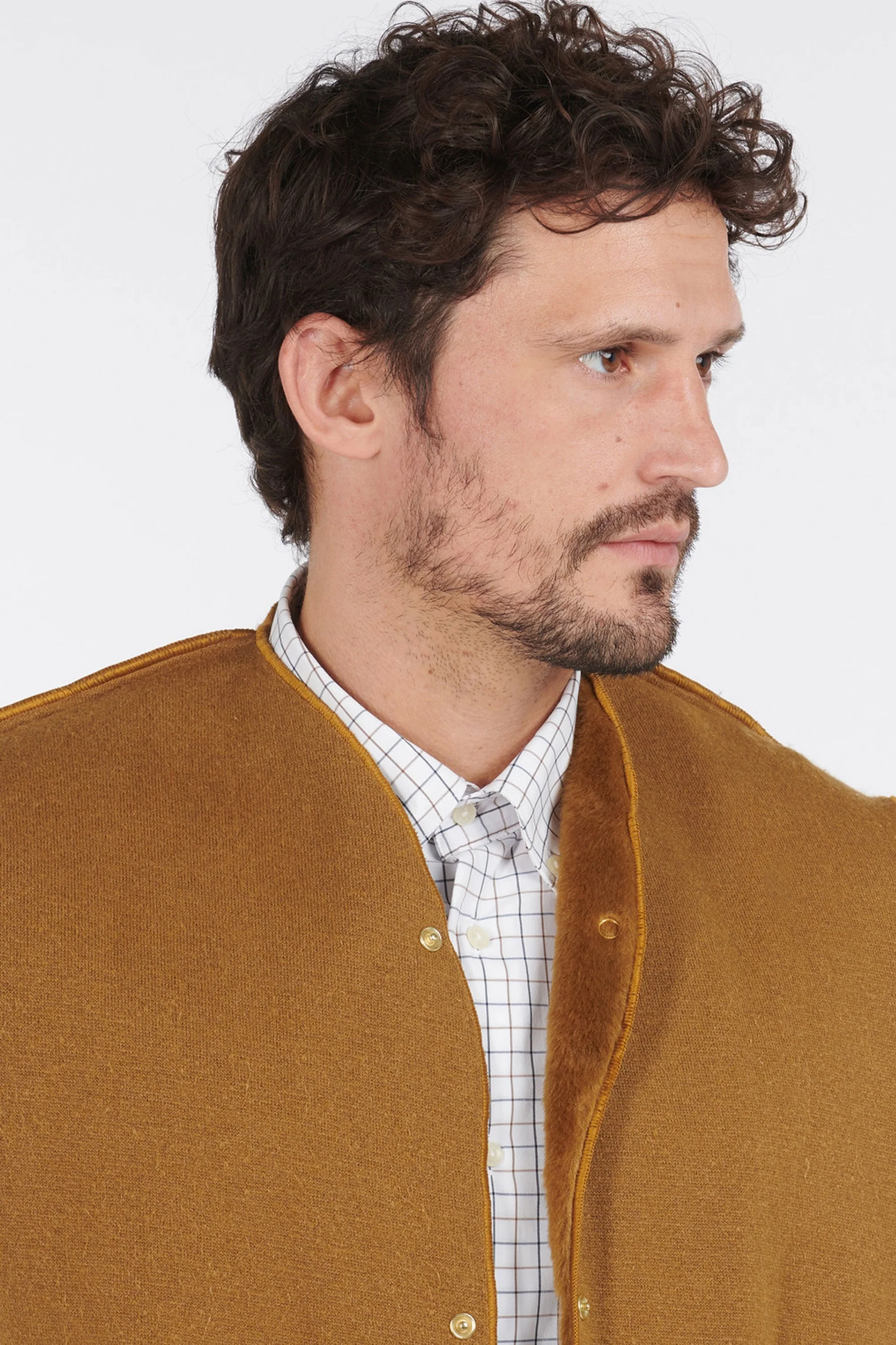 Barbour Warm Pile Press Stud Liner Gilet Brown - Image 3