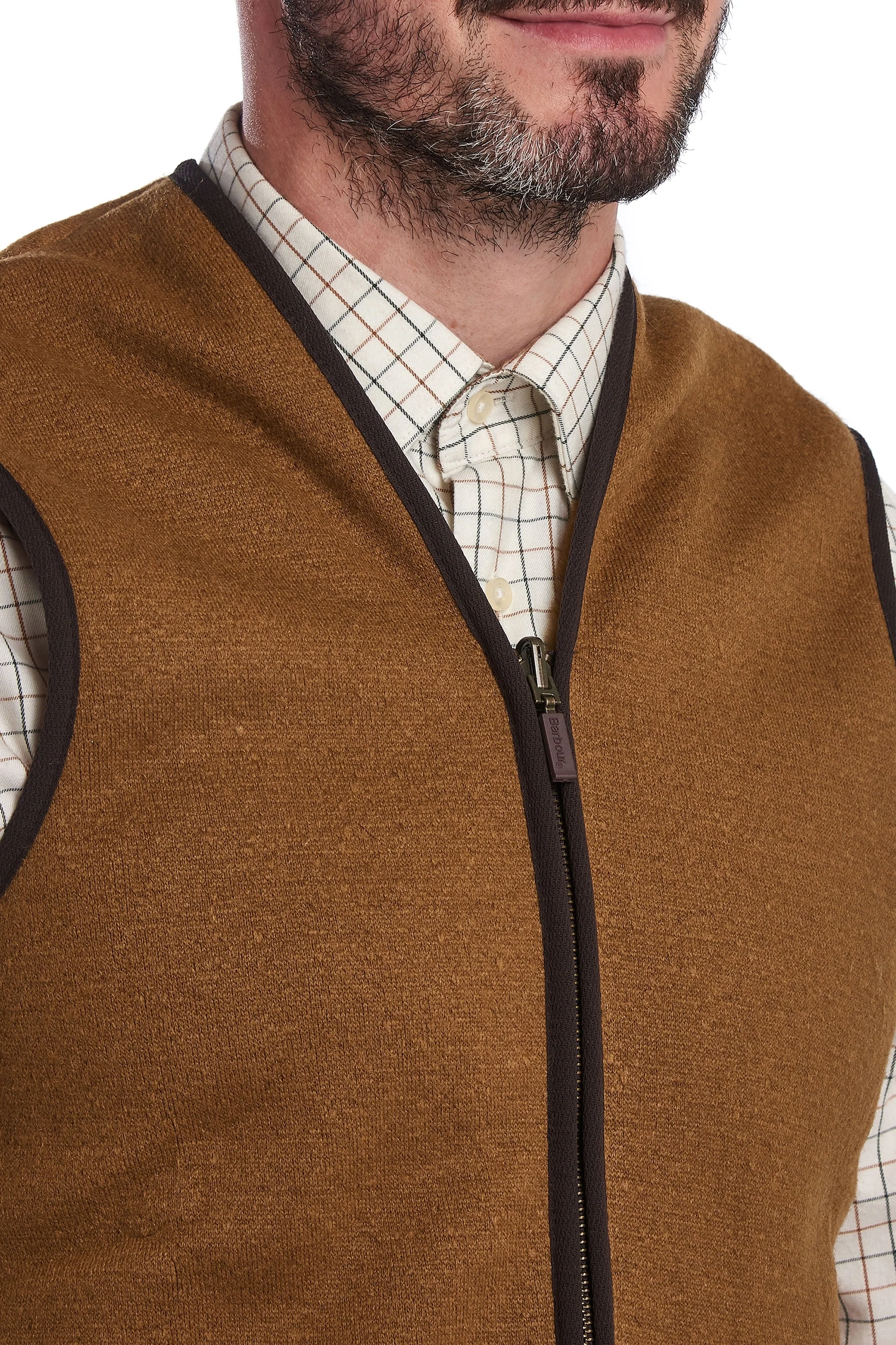 Barbour Warm Pile Zip In Liner Gilet Brown - Image 2