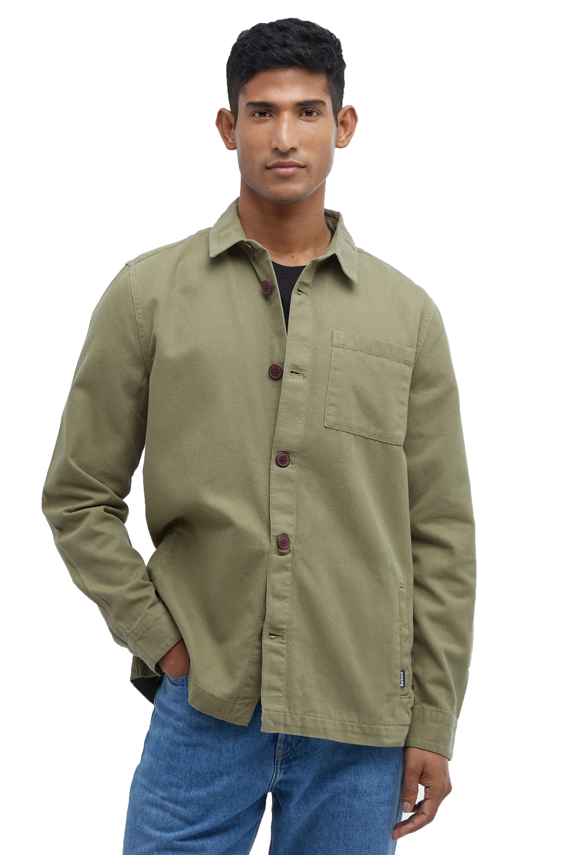 Barbour Washed Overshirt Bleached Olive - Image 2