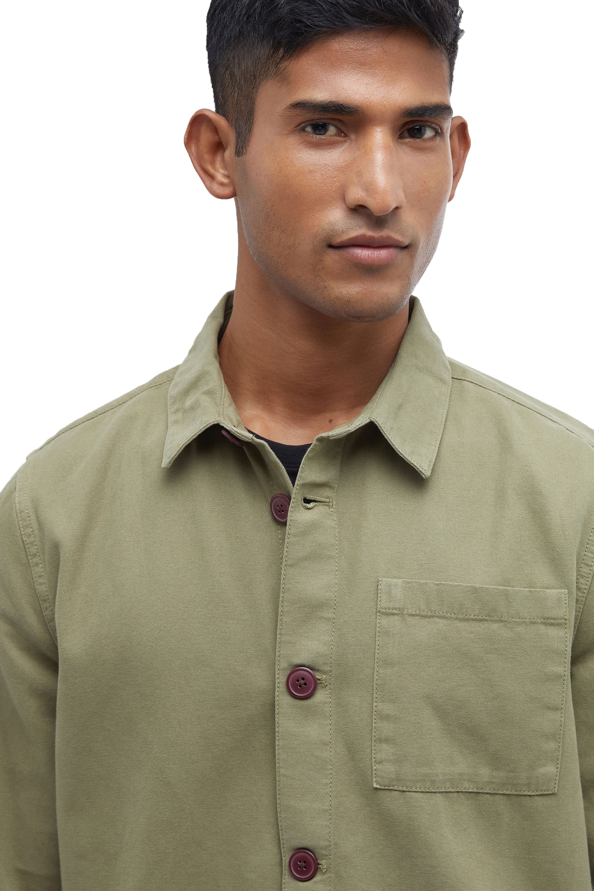 Barbour Washed Overshirt Bleached Olive - Image 4