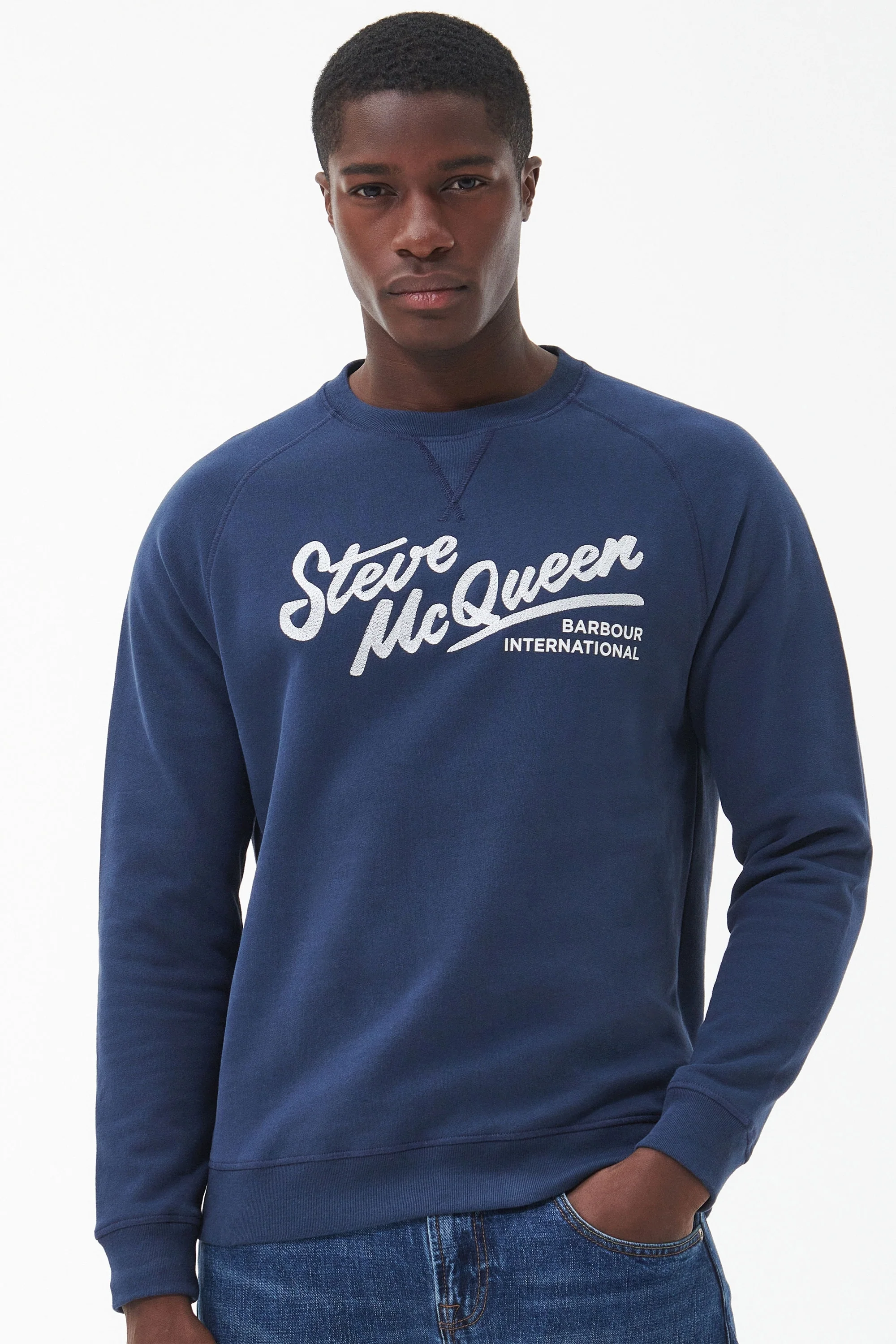 Barrbour Steve Mcqueen Frankie Crew Neck Sweatshirt Oxford Navy - Image 3