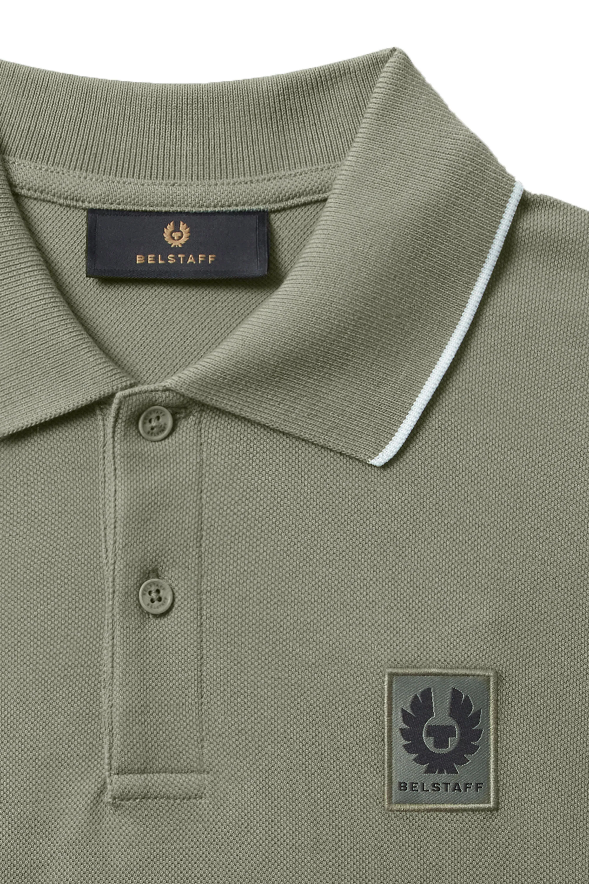Belstaff Tipped Polo Shirt Sage Green - Image 2