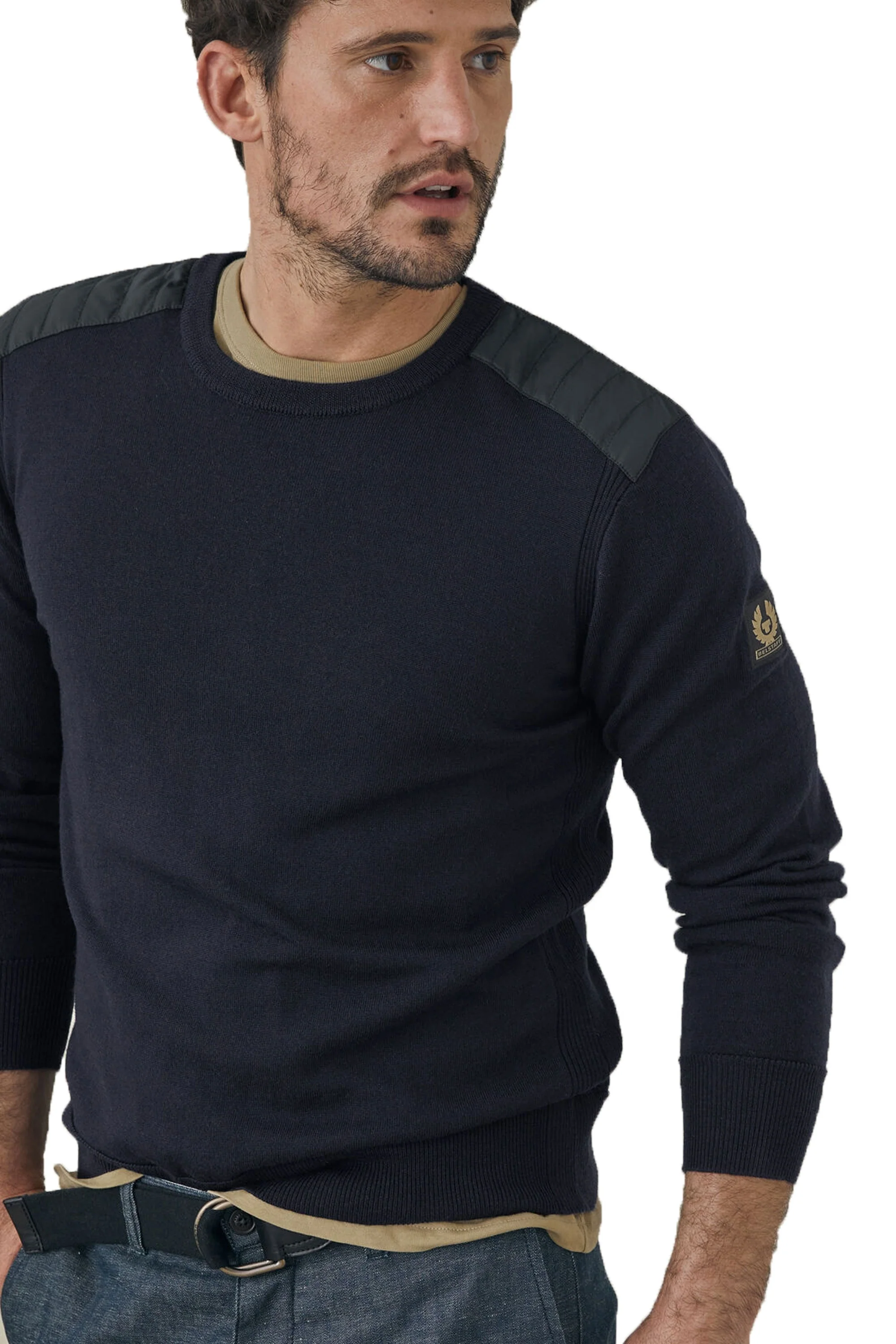 Belstaff Kerrigan Crew Neck Knitwear Washed Navy - Image 3