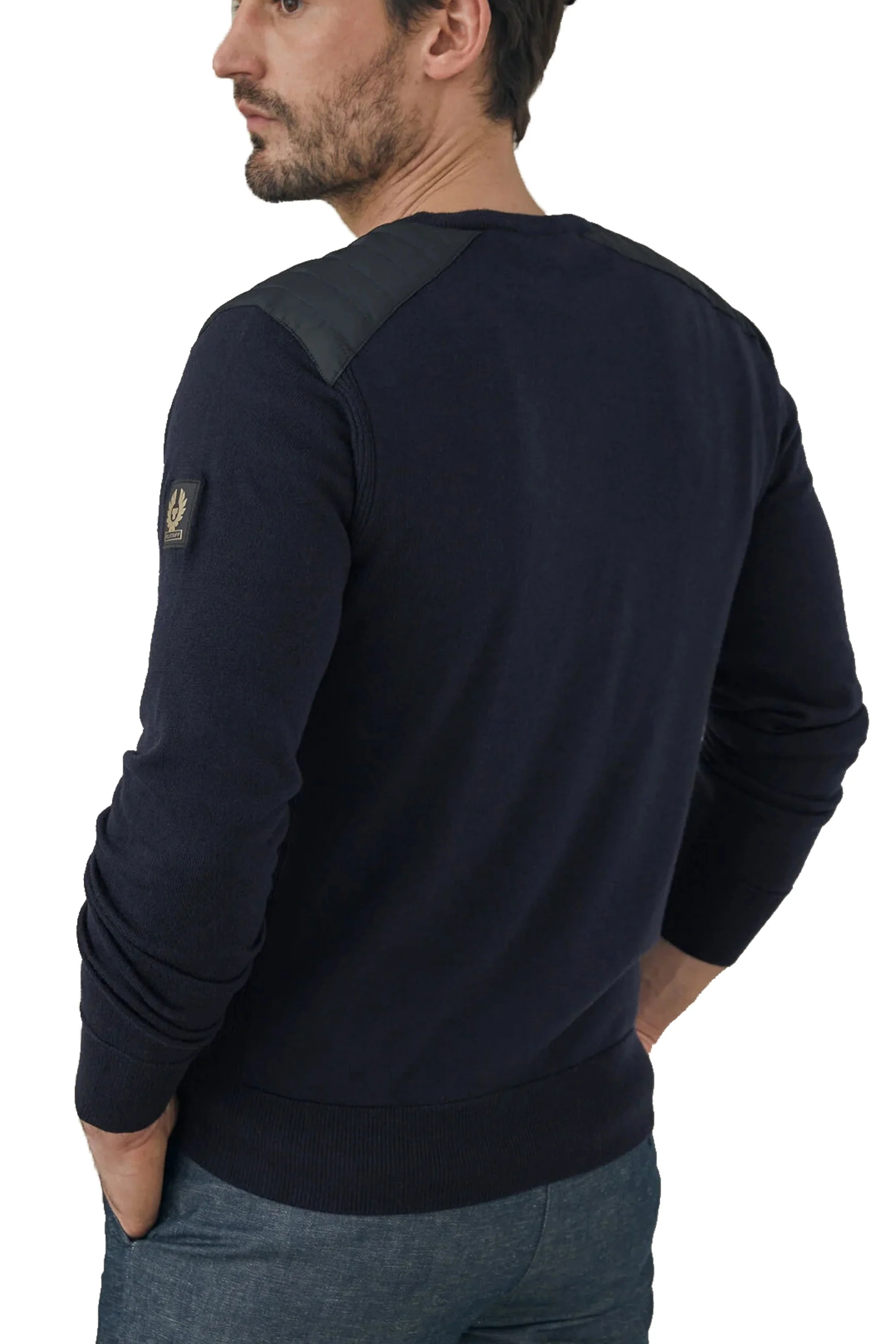 Belstaff Kerrigan Crew Neck Knitwear Washed Navy - Image 4