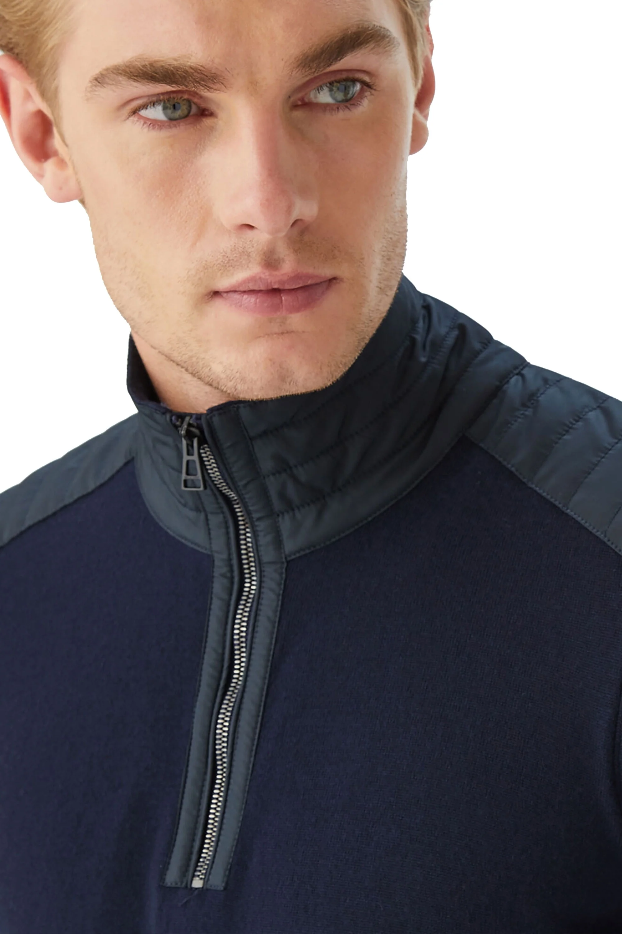 Belstaff Kilmington Half Zip Knitwear Washed Navy - Image 2
