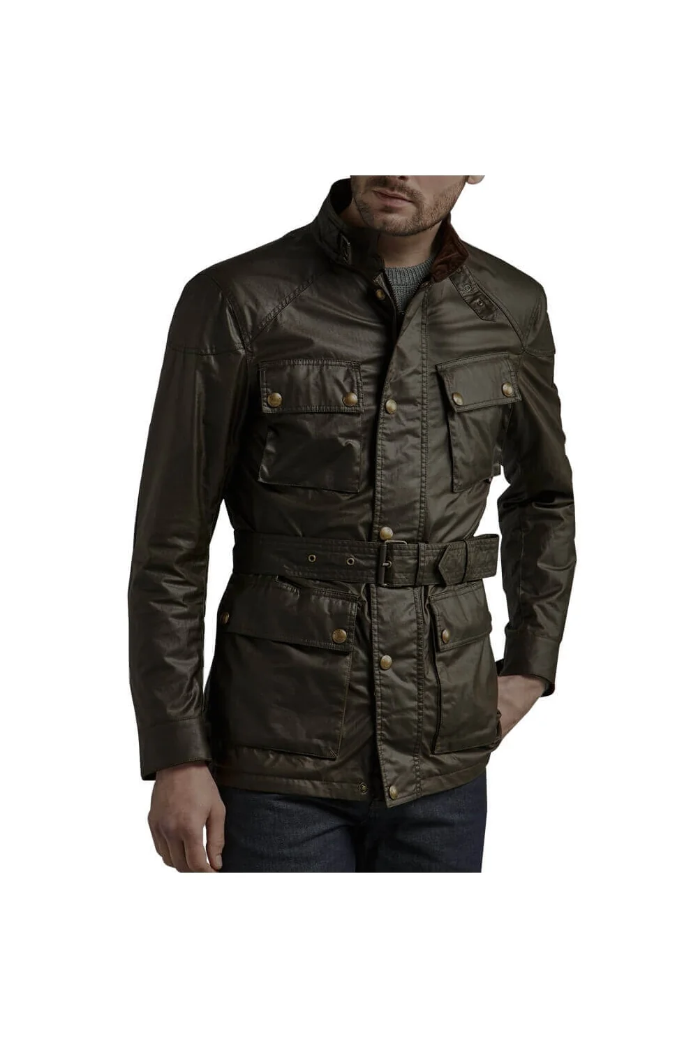 Belstaff Trialmaster Waxed Jacket Faded Olive - Image 2