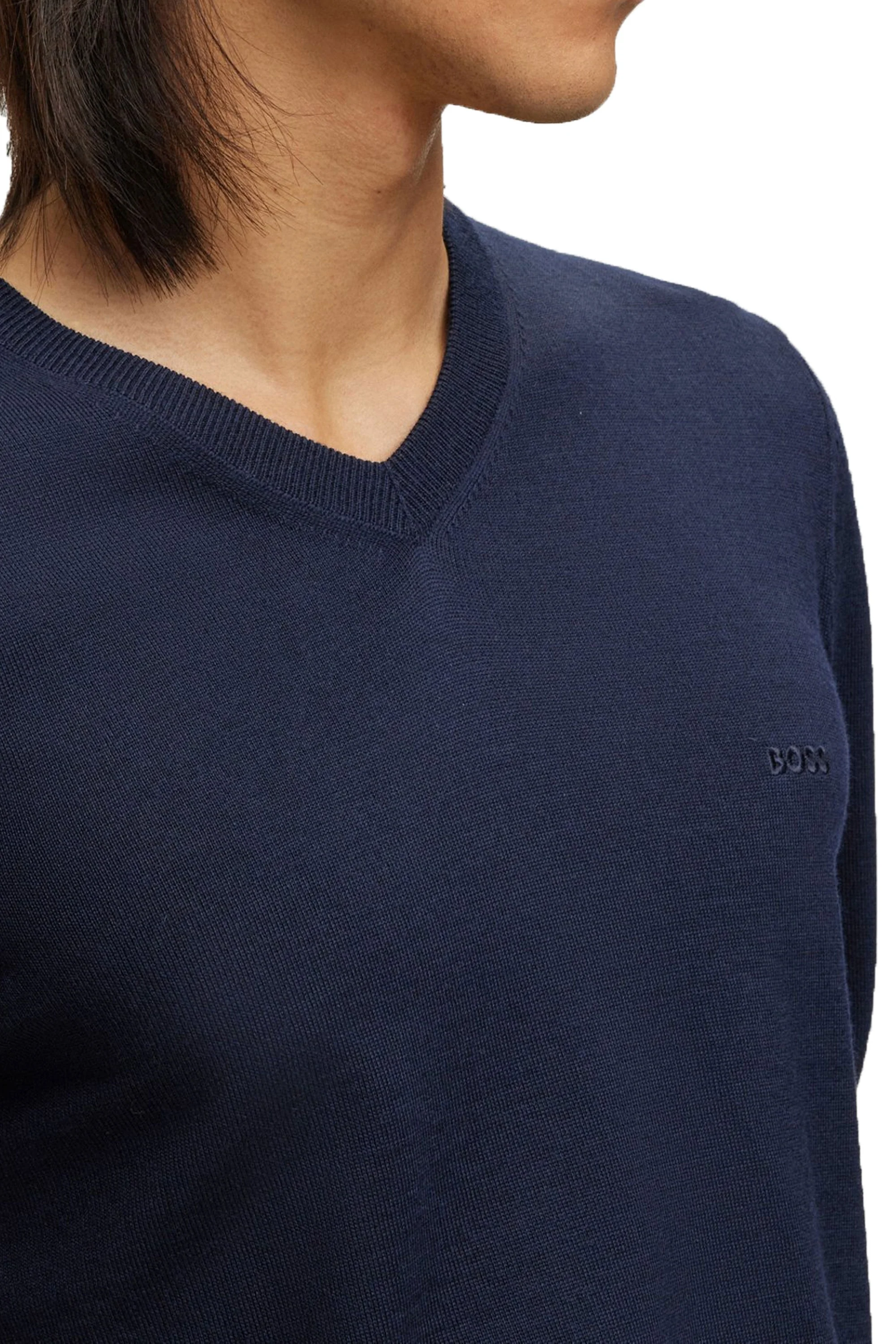 Boss Baram-l V-neck Knitwear Dark Blue - Image 2