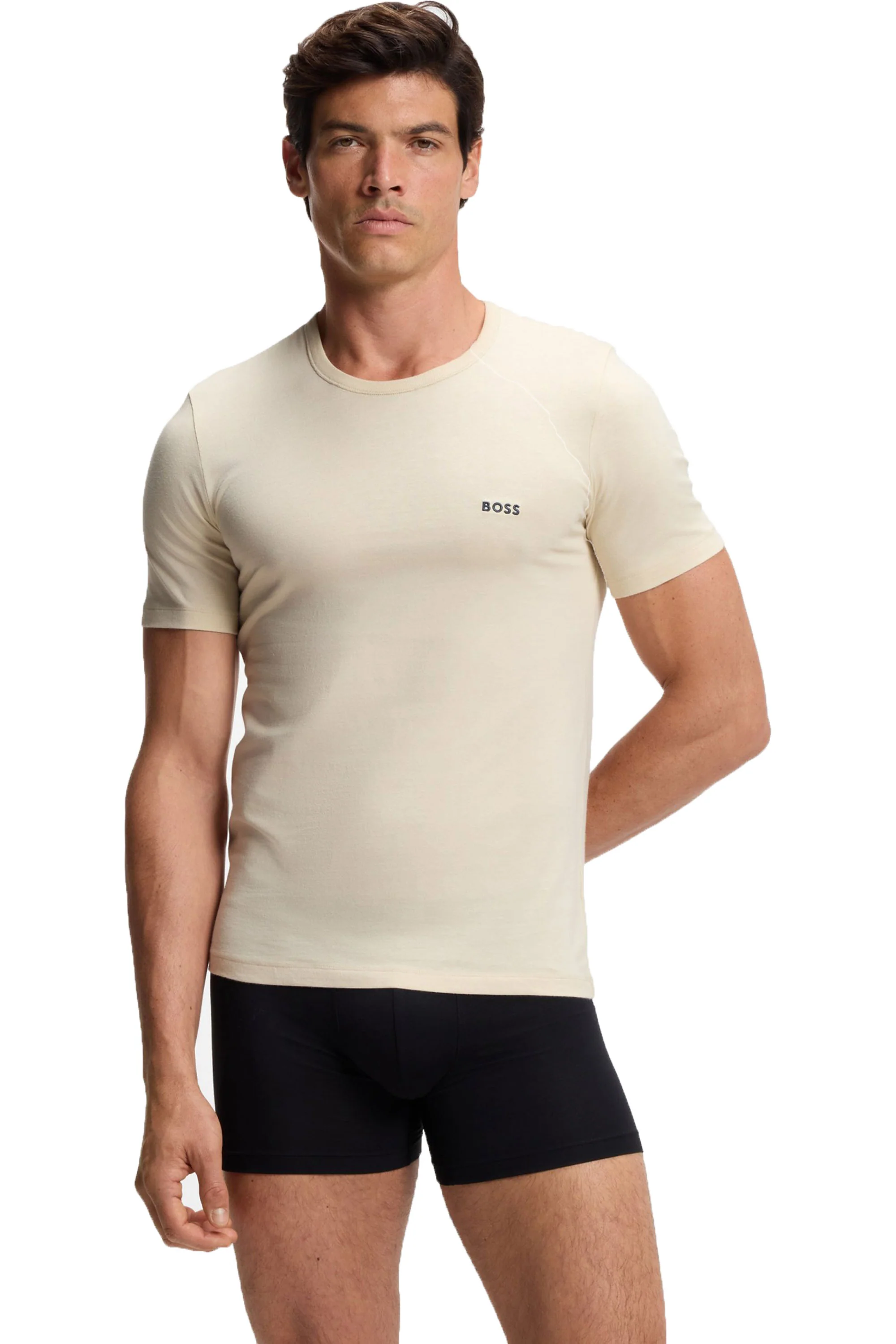 Boss Black 3 Pack T-Shirts Black/Navy/Beige - Image 4