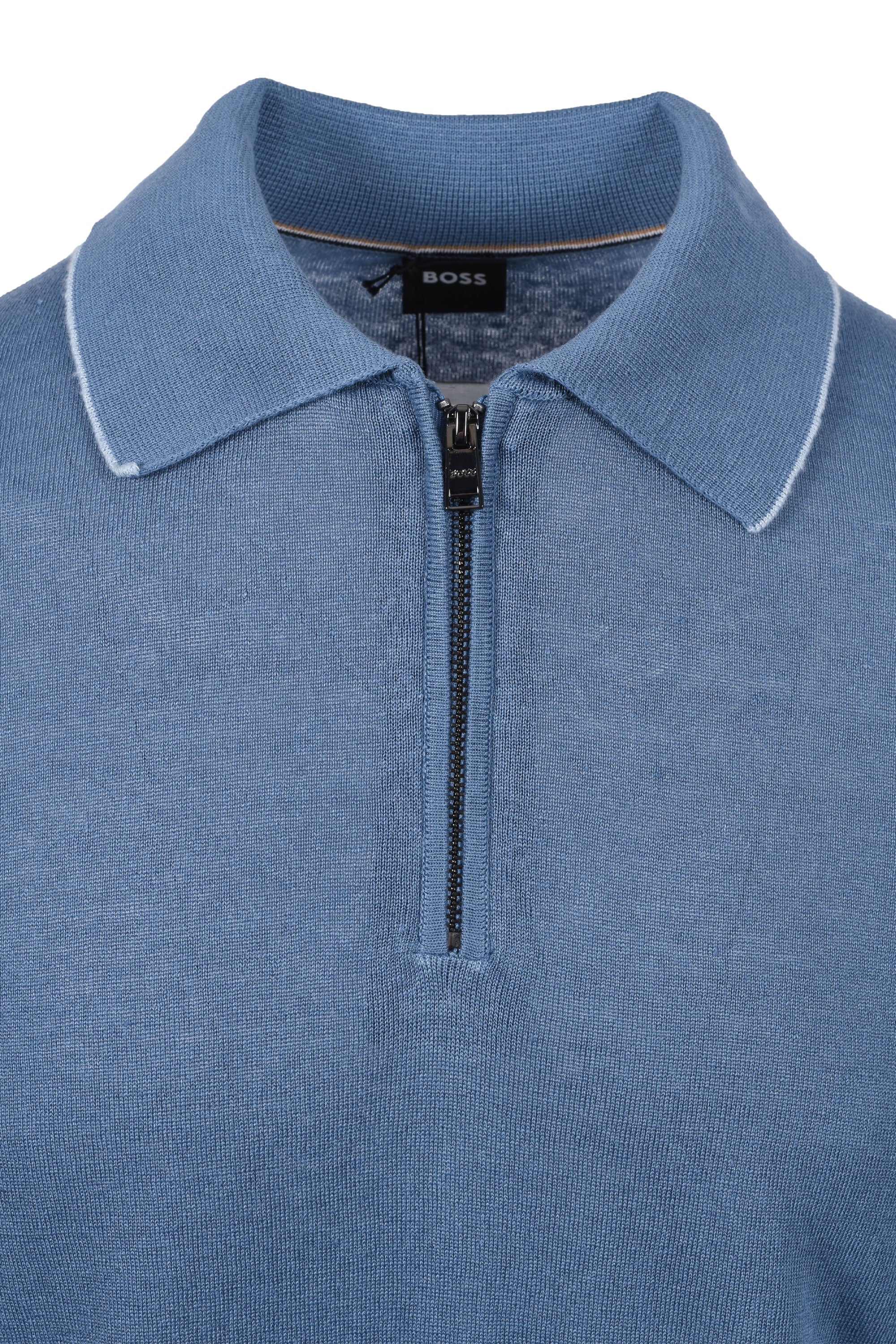 Boss Black H Jiovanotto Knitted Polo Shirt Light Pastel Blue - Image 2
