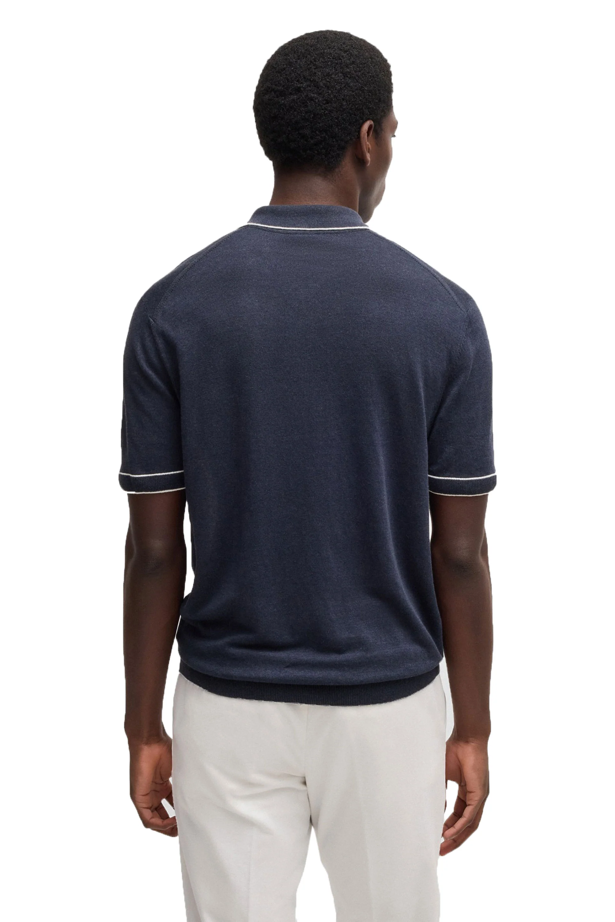 Boss Black H-Jiovanotto Half Zip Polo Shirt Dark Blue - Image 3