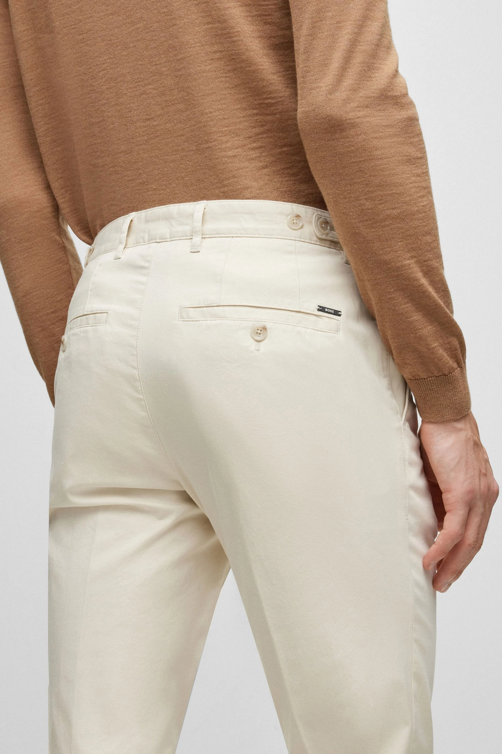 Boss Black c-genius-w-2337 Cotton Trousers Open White - Image 3