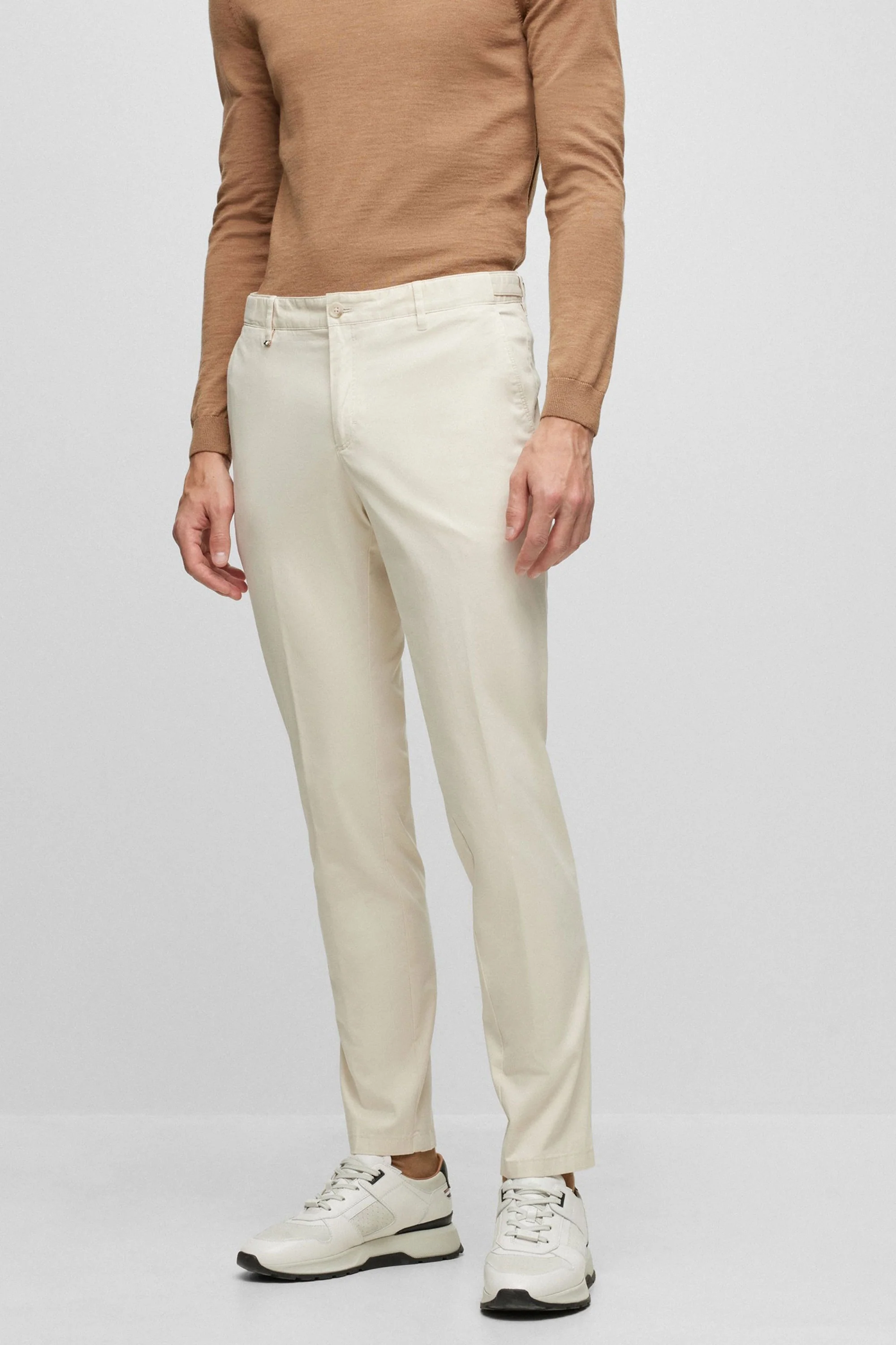Boss Black c-genius-w-2337 Cotton Trousers Open White - Image 4