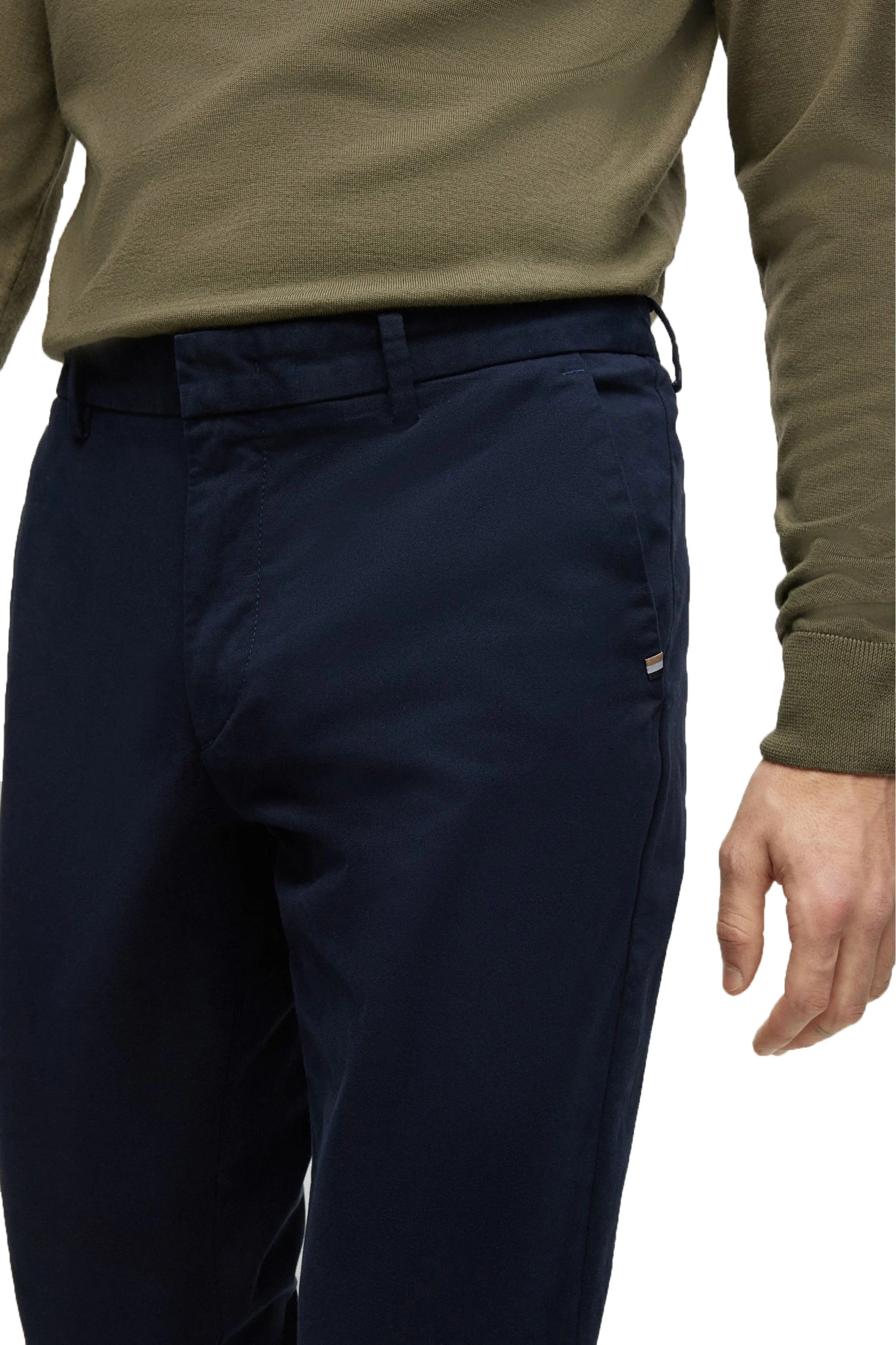 Boss Black Kaito 1 Cotton Trousers Dark Blue - Image 3