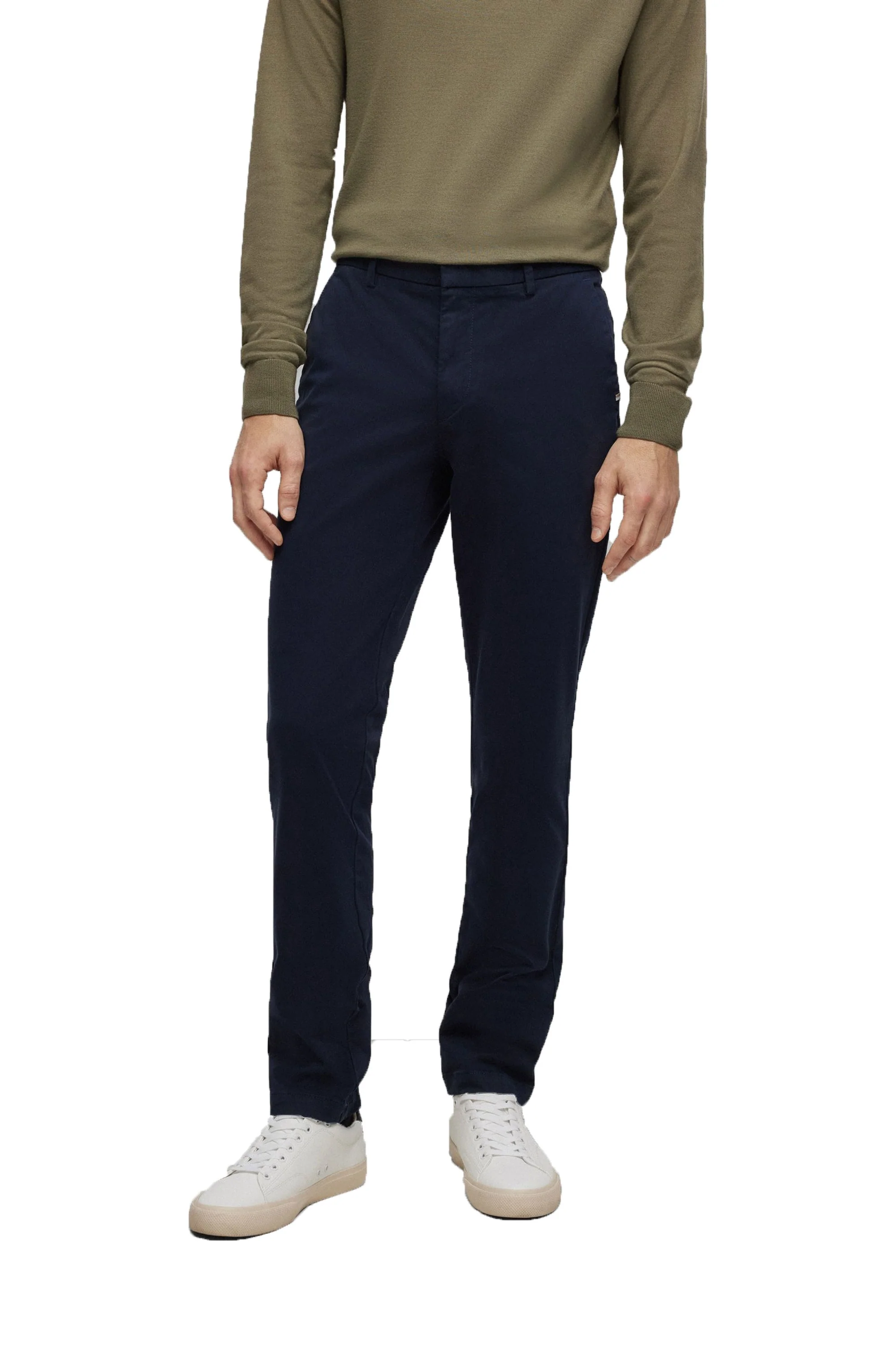 Boss Black Kaito 1 Cotton Trousers Dark Blue - Image 4