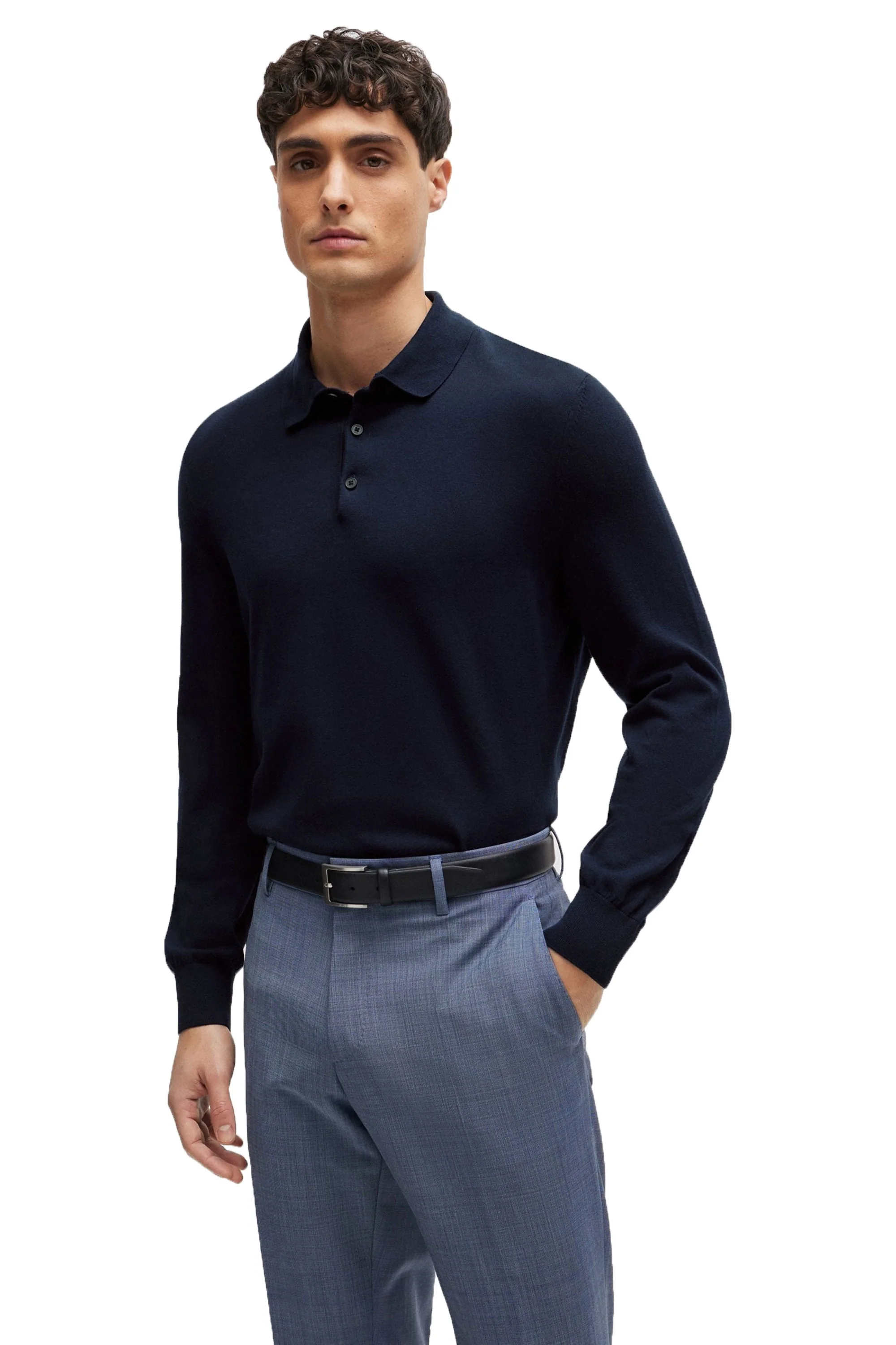Boss Gemello Knitted Polo Dark Blue - Image 3