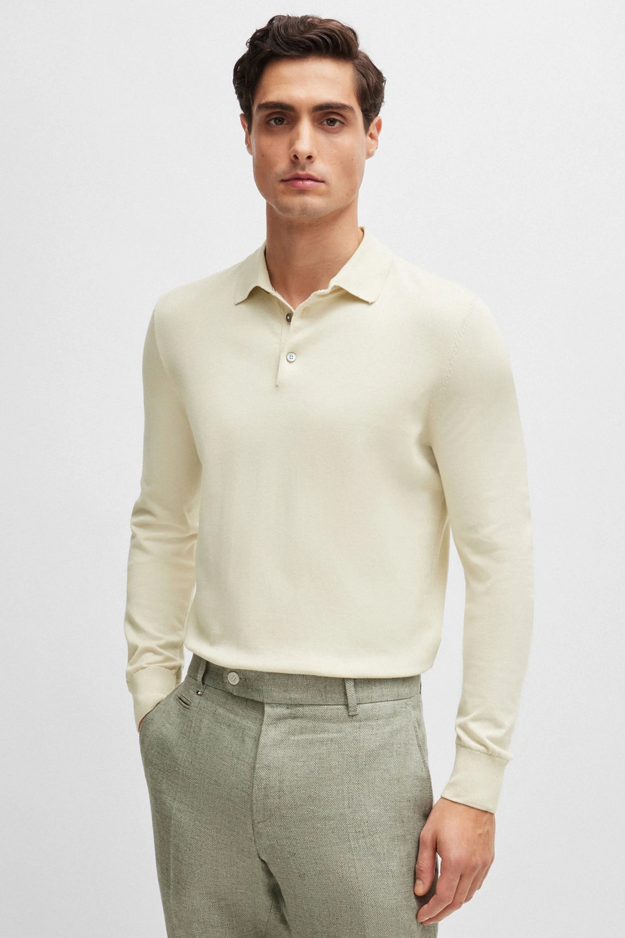 Boss Gemello Knitted Polo Open White - Image 3