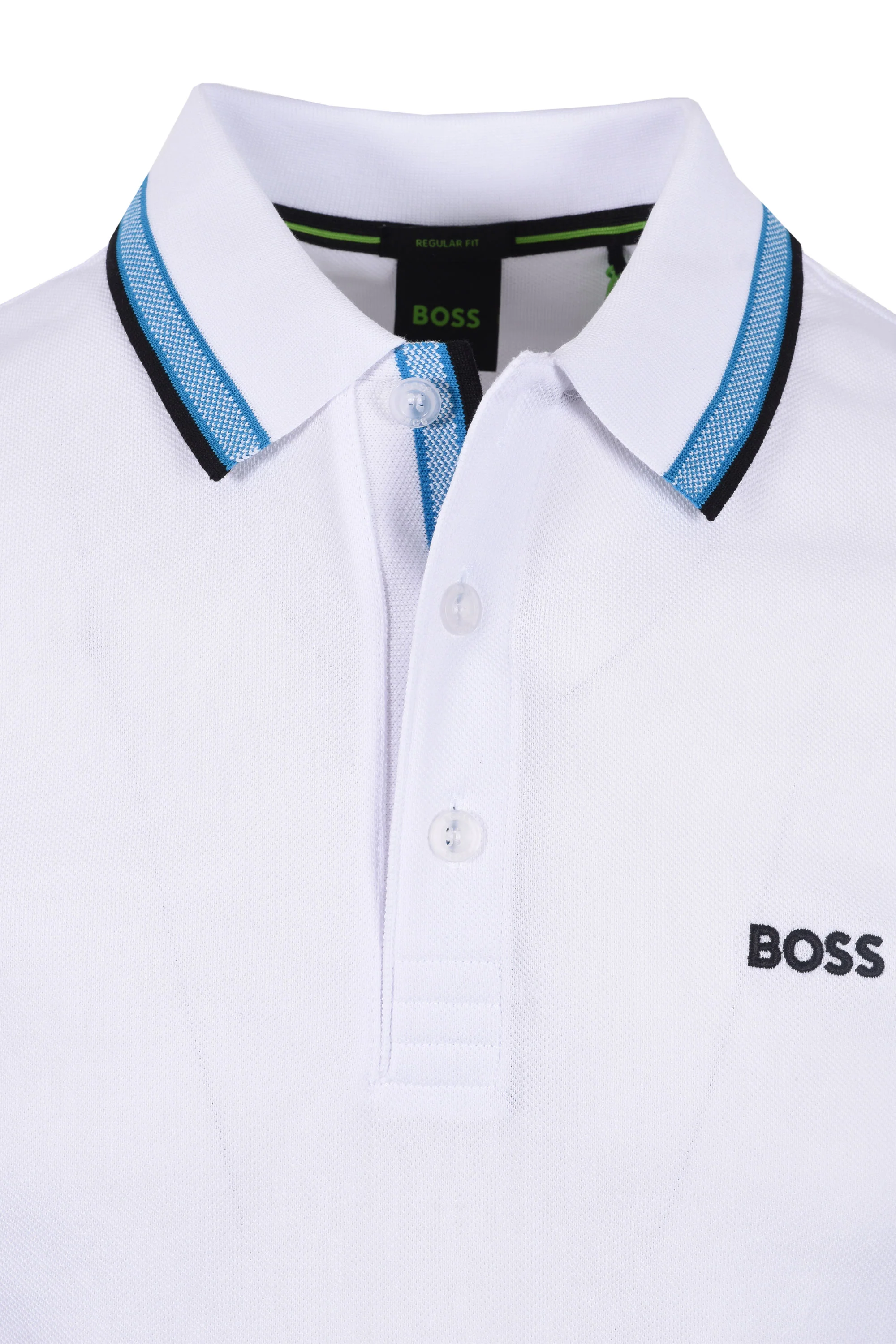 Boss Green Paddy Polo Open White with Blue - Image 2