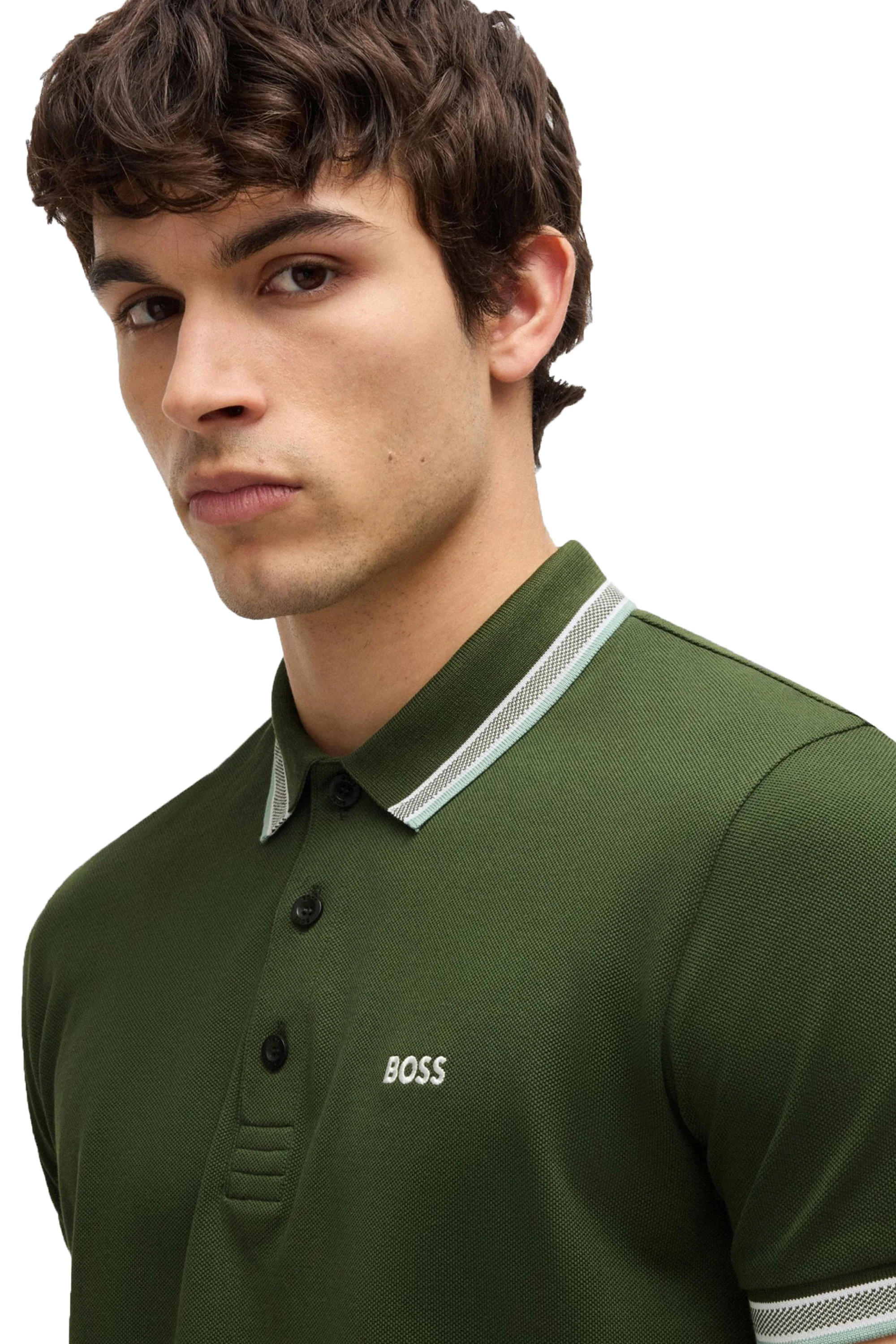 Boss Green Paddy Polo Shirt Forest Green - Image 3