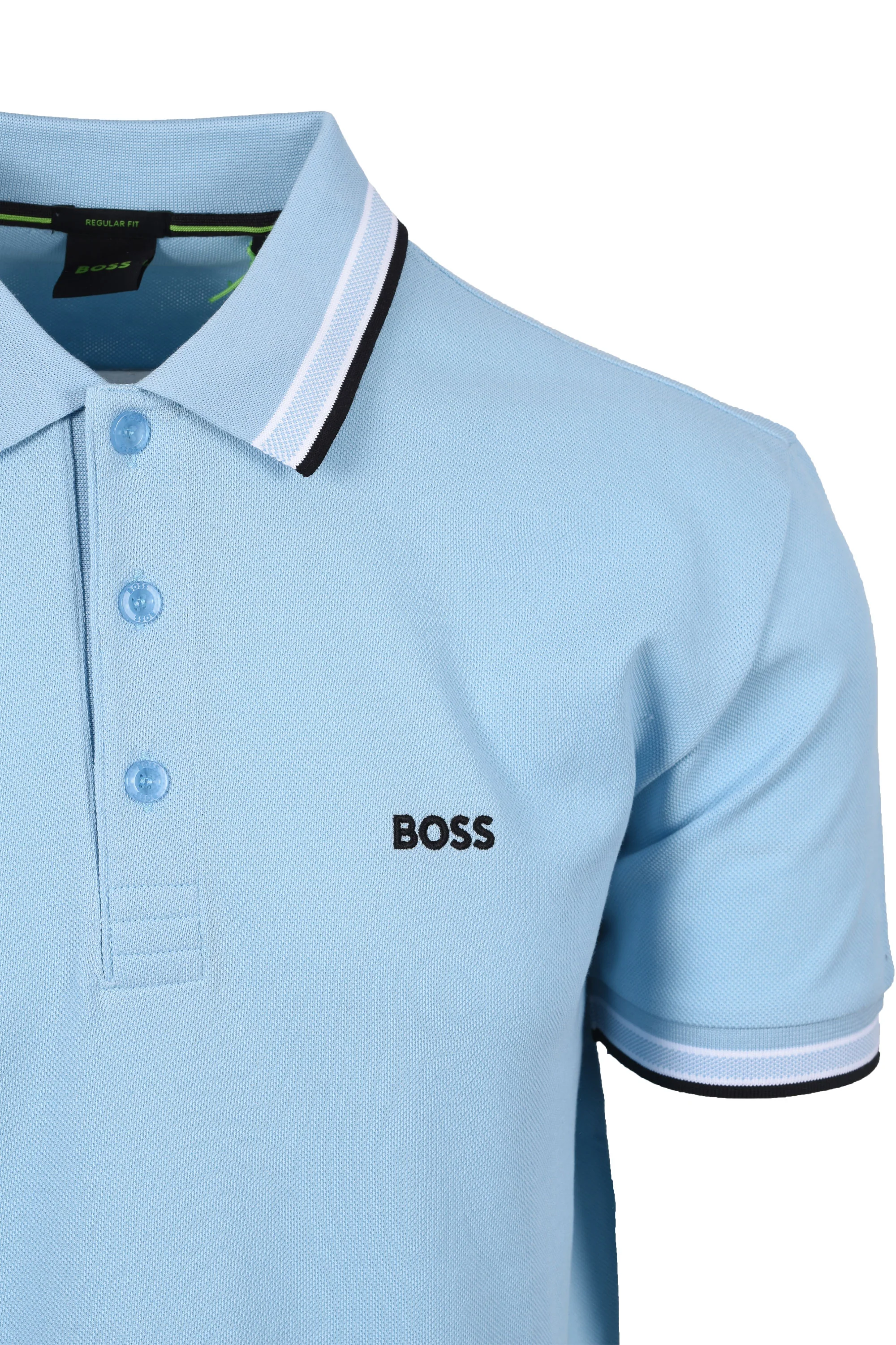 Boss Green Paddy Polo Shirt Light Pastel Blue - Image 2