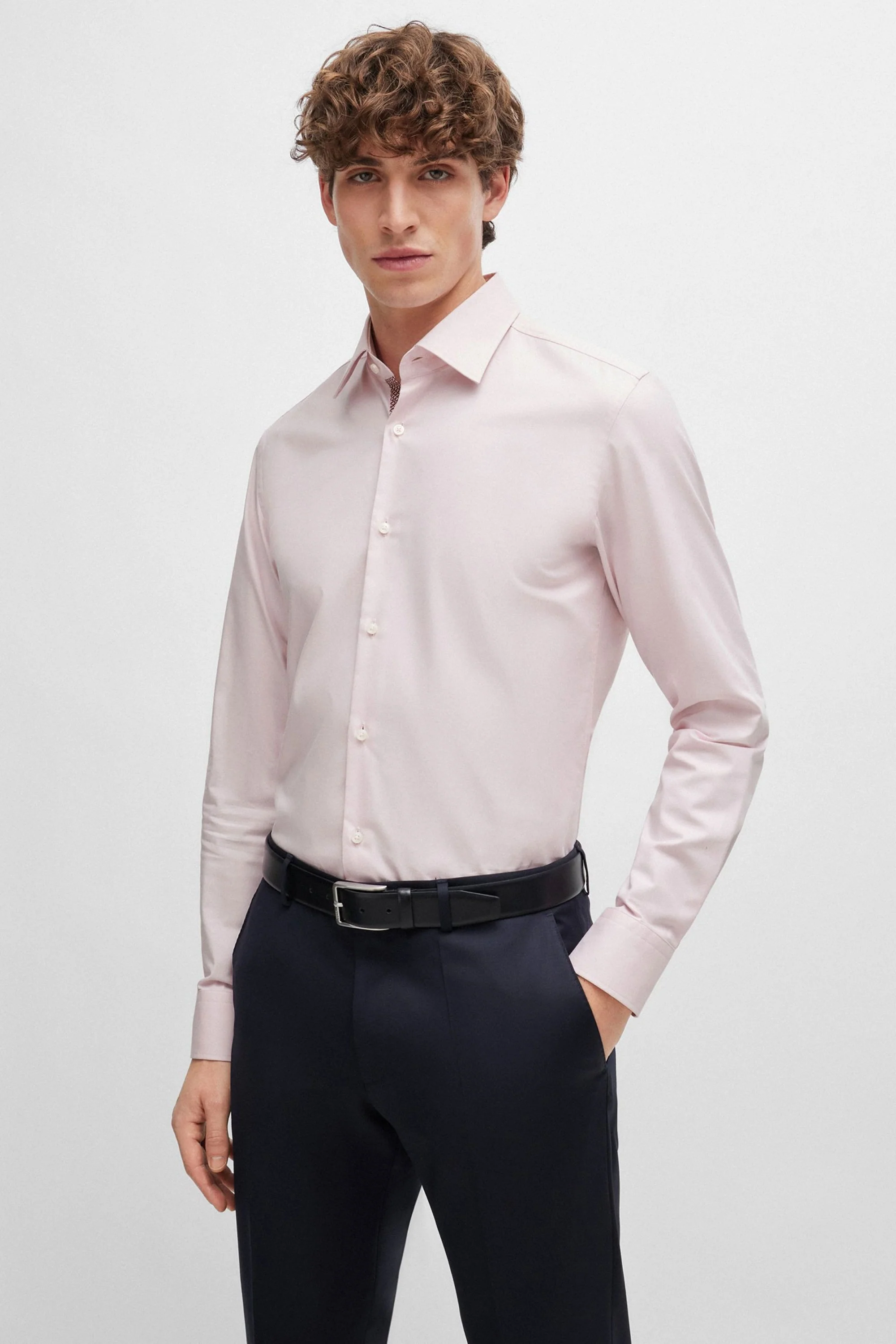 Boss H-hank-kent-c6-242 Long Sleeved Shirt Light Pastel Pink - Image 3