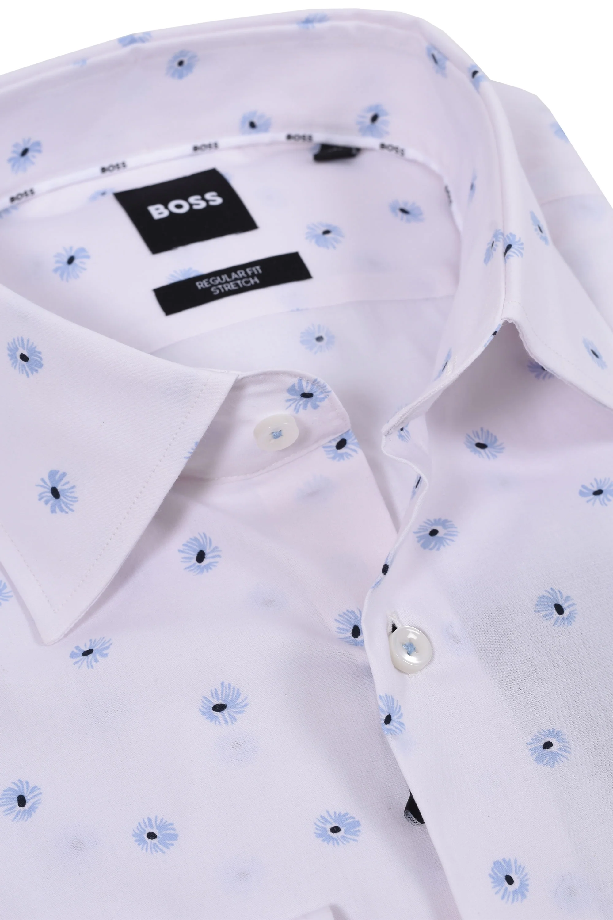 Boss H-joe- Kent-c1-214 Shirt White/Pastel Blue Flowers - Image 2