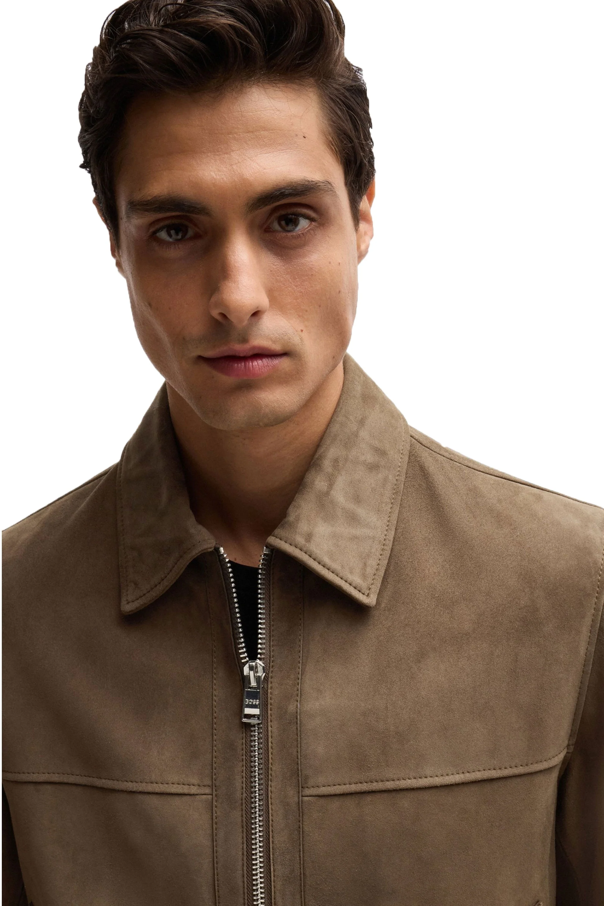 Boss H-malbano5 Suede Jacket Open Green - Image 2