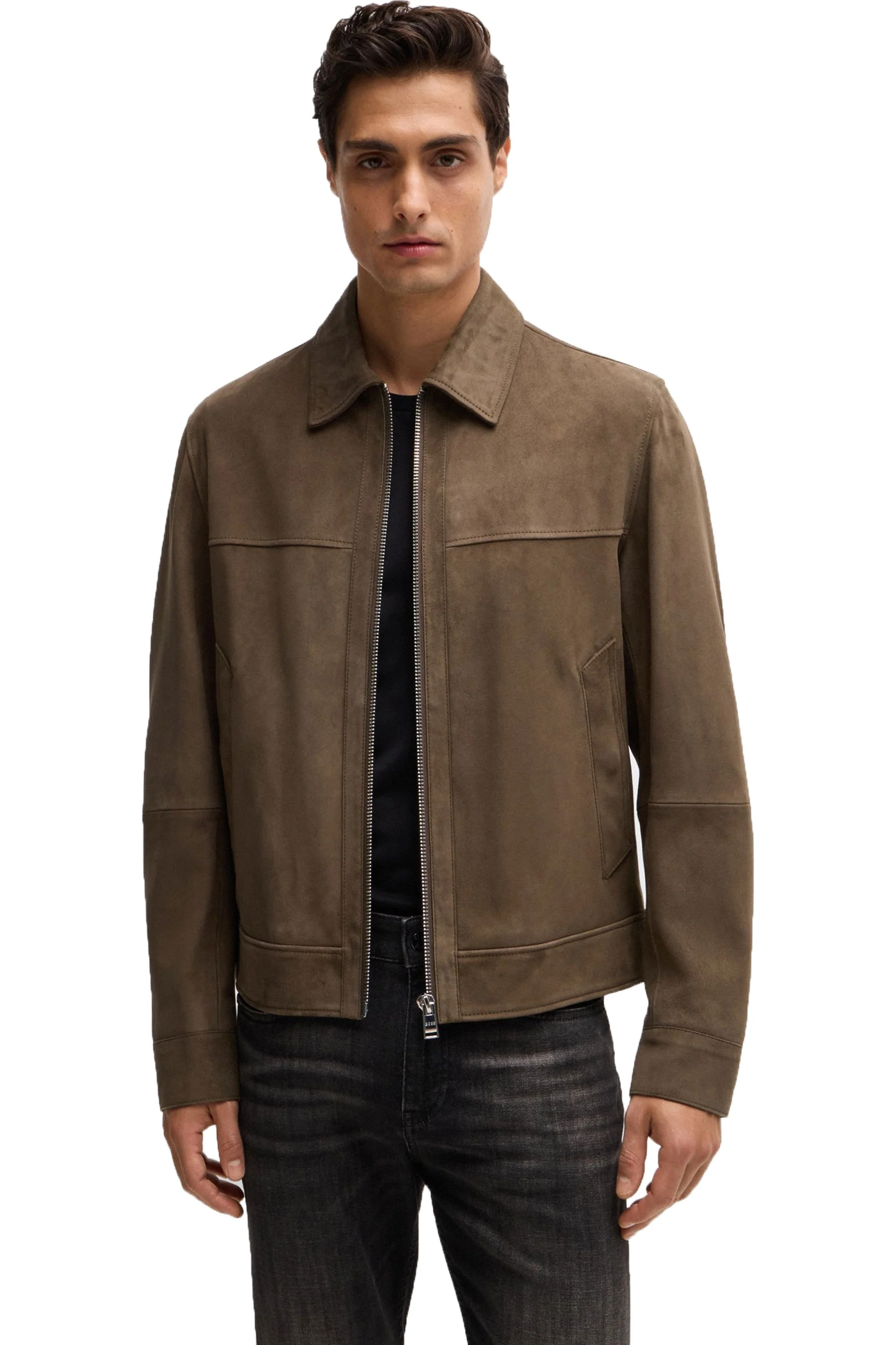 Boss H-malbano5 Suede Jacket Open Green - Image 3