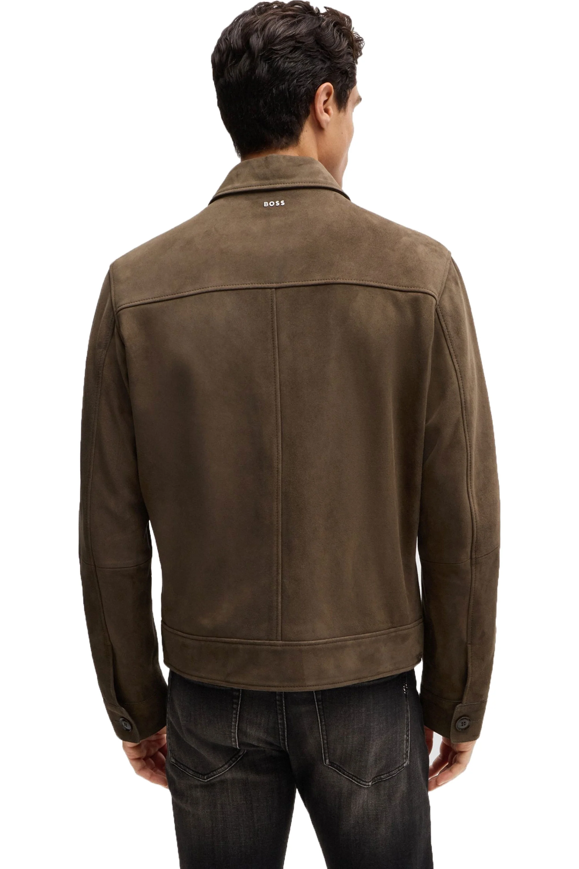 Boss H-malbano5 Suede Jacket Open Green - Image 4
