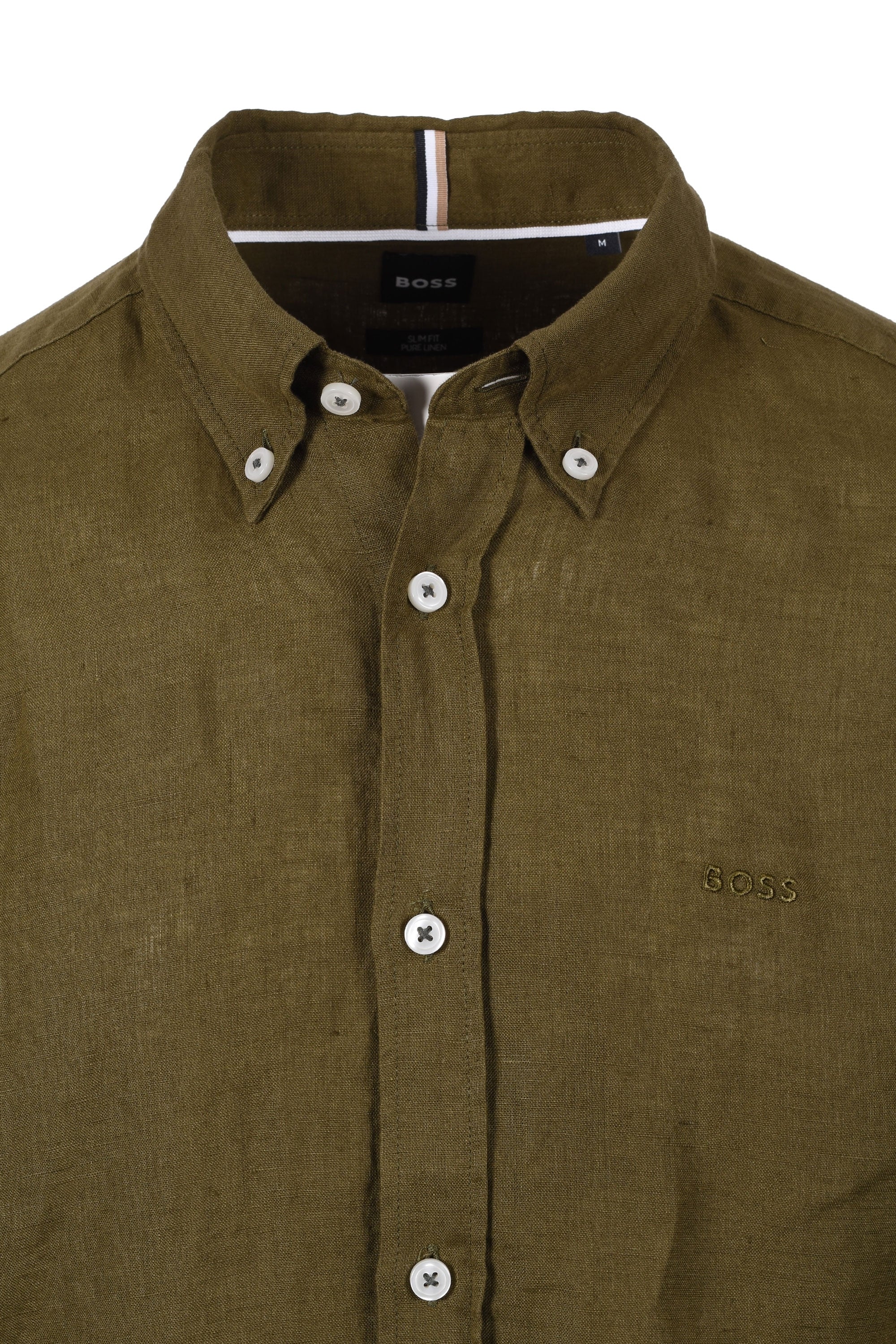 Boss H-roan-bd-e-c1-243 Linen Shirt Dark Green - Image 2