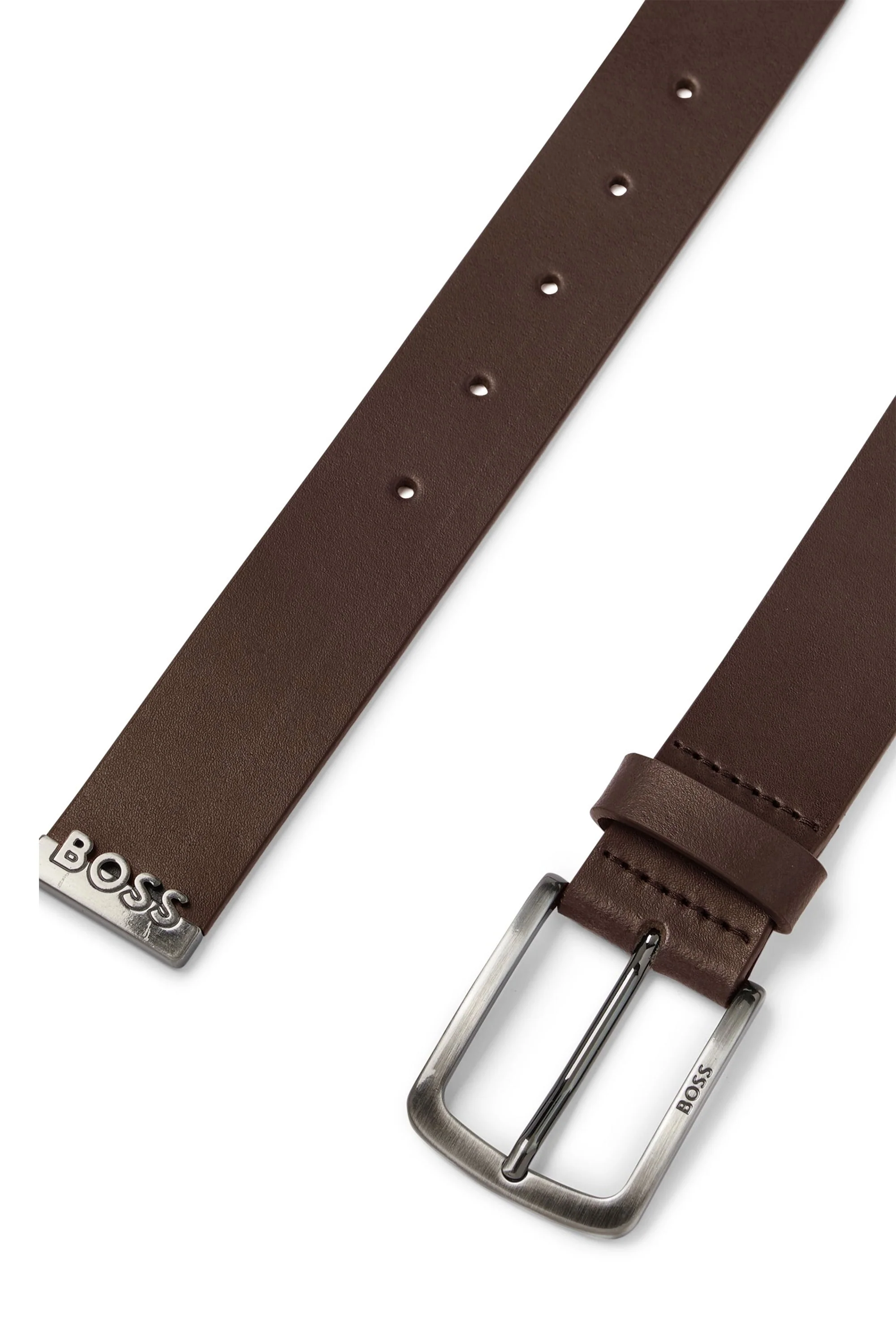 Boss Black Jor Metal Tip Leather Belt Dark Brown - Image 2