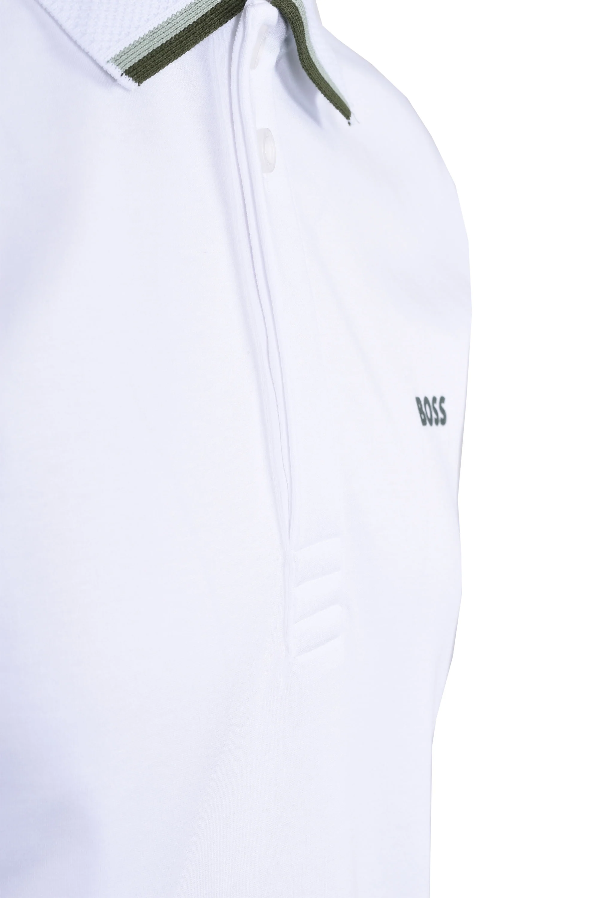 Boss Paddy Lux Heritage Polo Shirt White - Image 4