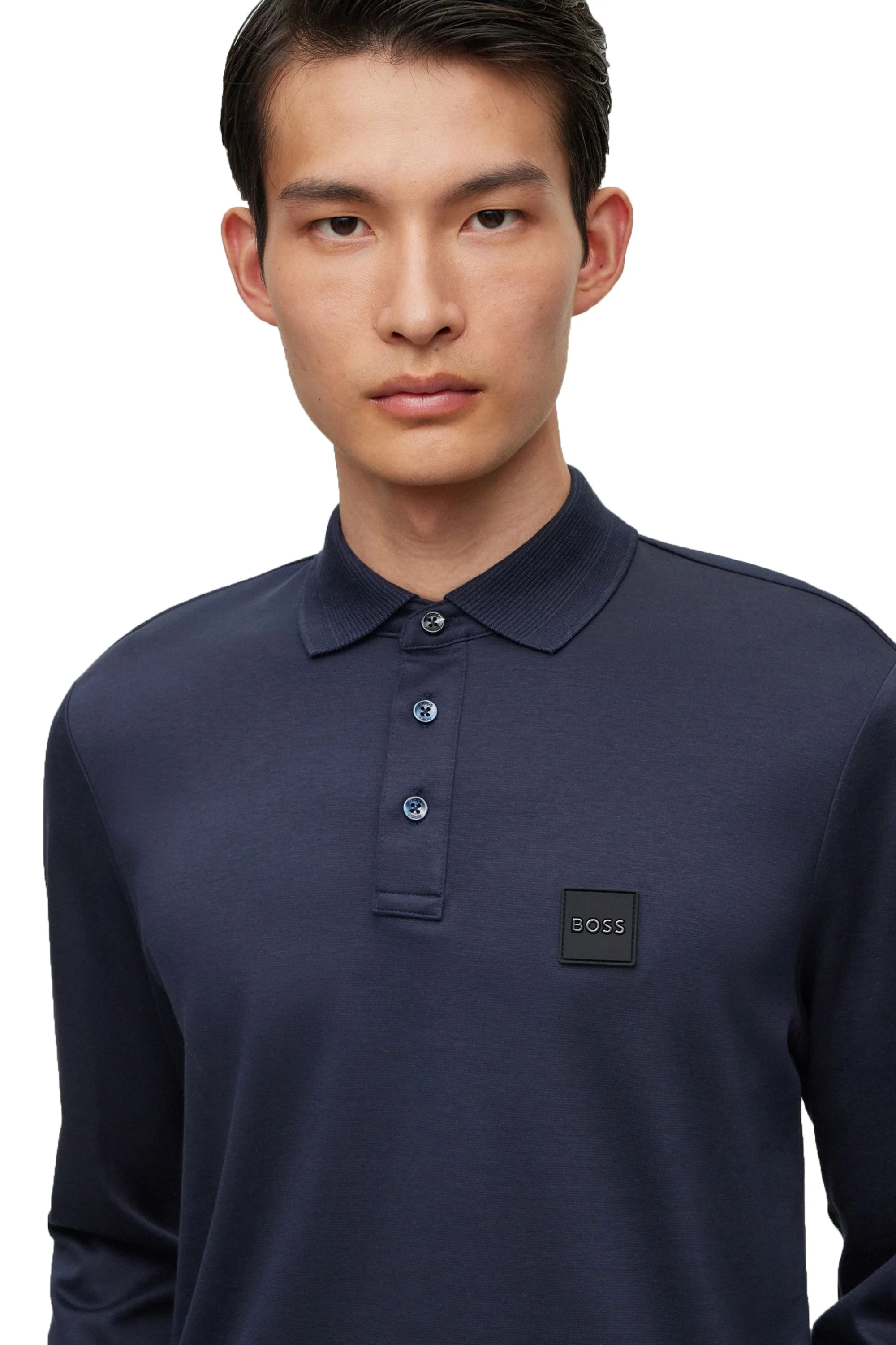 Boss Pado 08 Long Sleeved Polo Shirt Dark Blue - Image 2