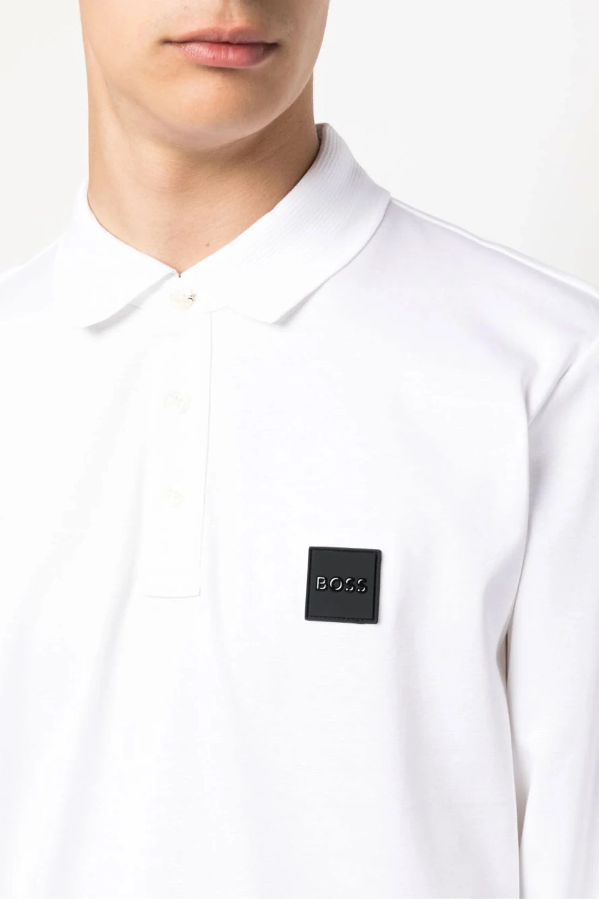 Boss Pado 08 Long Sleeved Polo Shirt White - Image 2