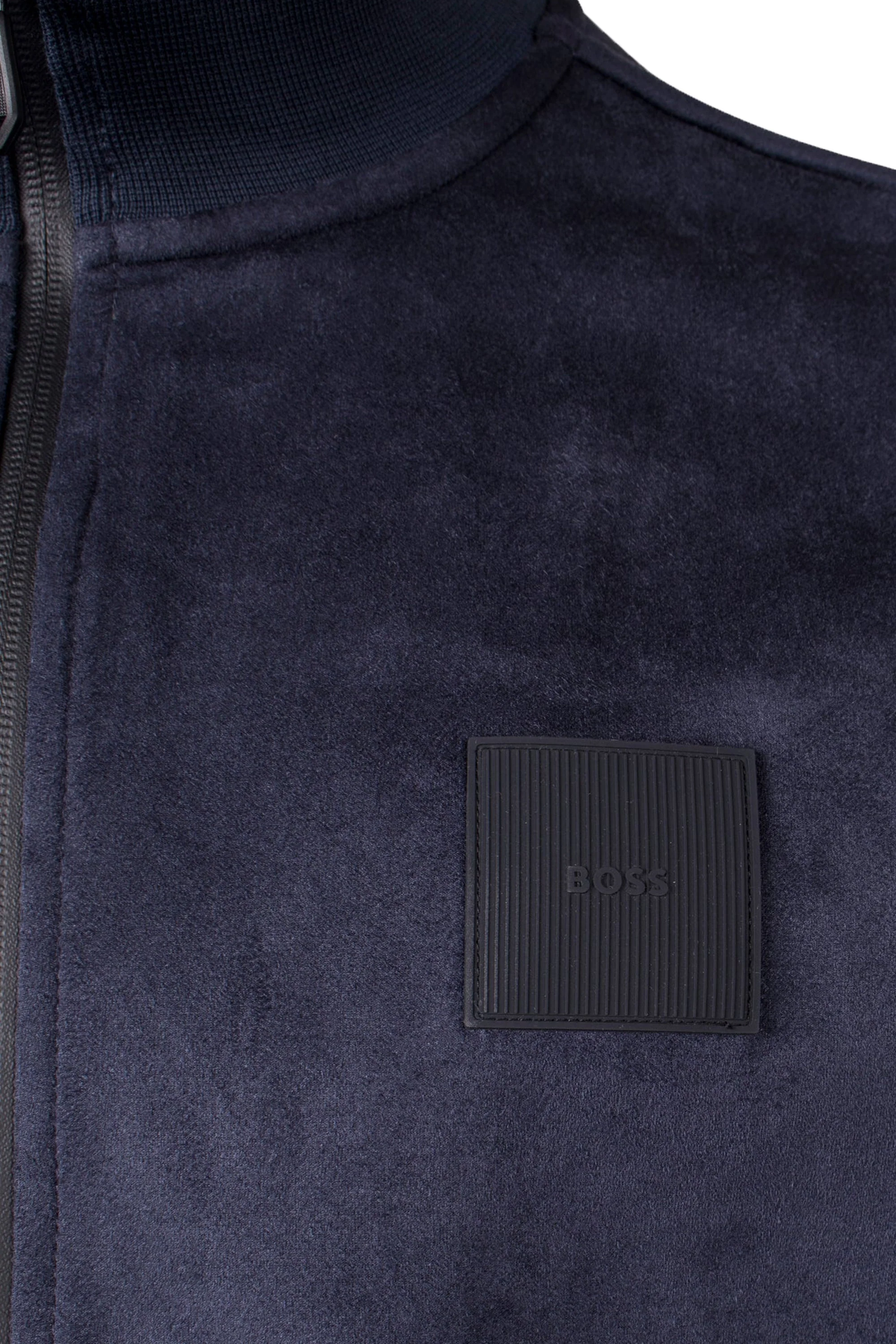 Boss Sutton Suede Full Zip Jacket Dark Blue - Image 3