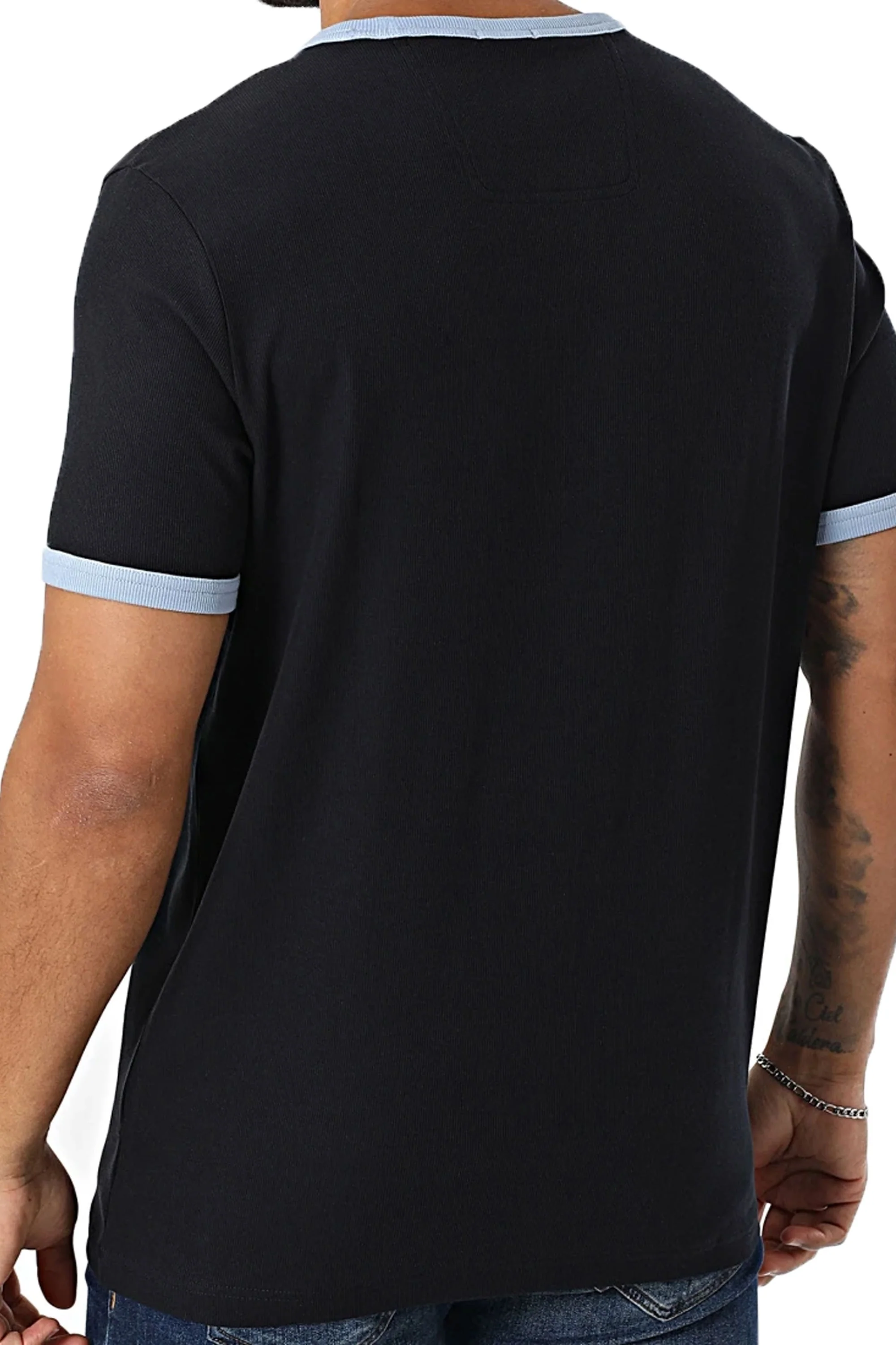 Boss Tee Tape Rib T Shirt Dark Blue - Image 3
