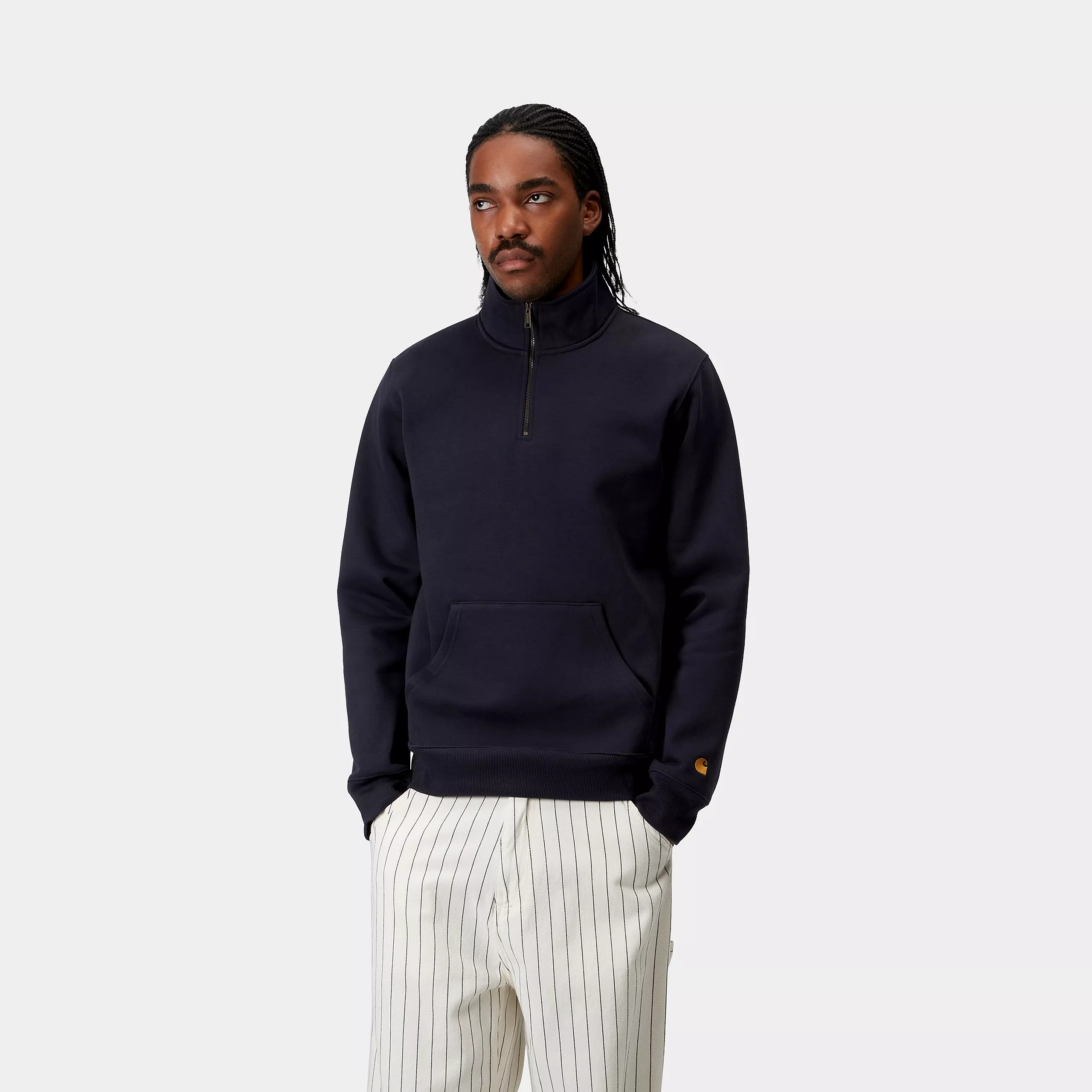 CARHARTT CHASE NECK 1/4 ZIP DARK NAVY/GOLD - Image 3