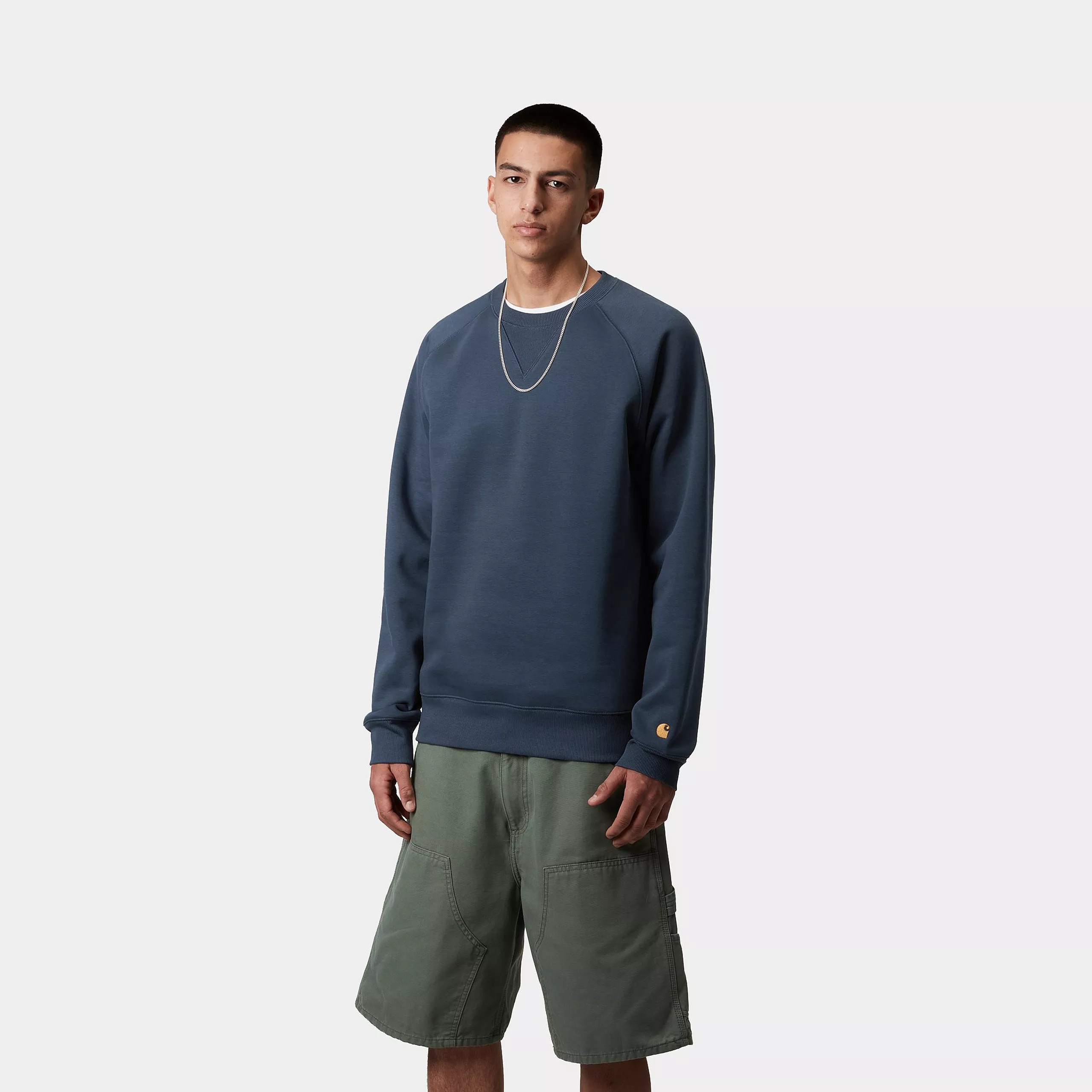 CARHARTT CHASE SWEATSHIRT DUSKY BLUE/GOLD - Image 3