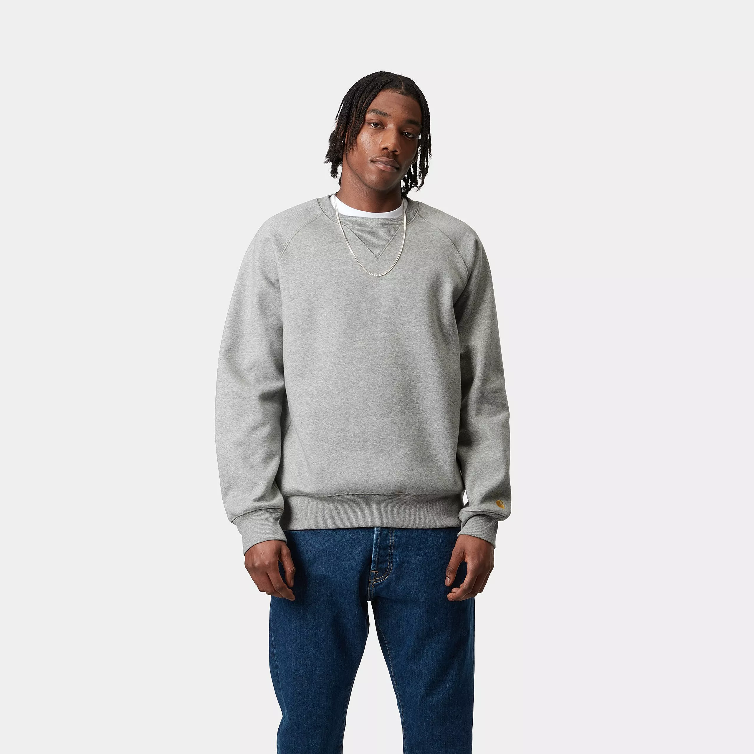 CARHARTT CHASE SWEATSHIRT GREY HEATHER/GOLD - Image 3
