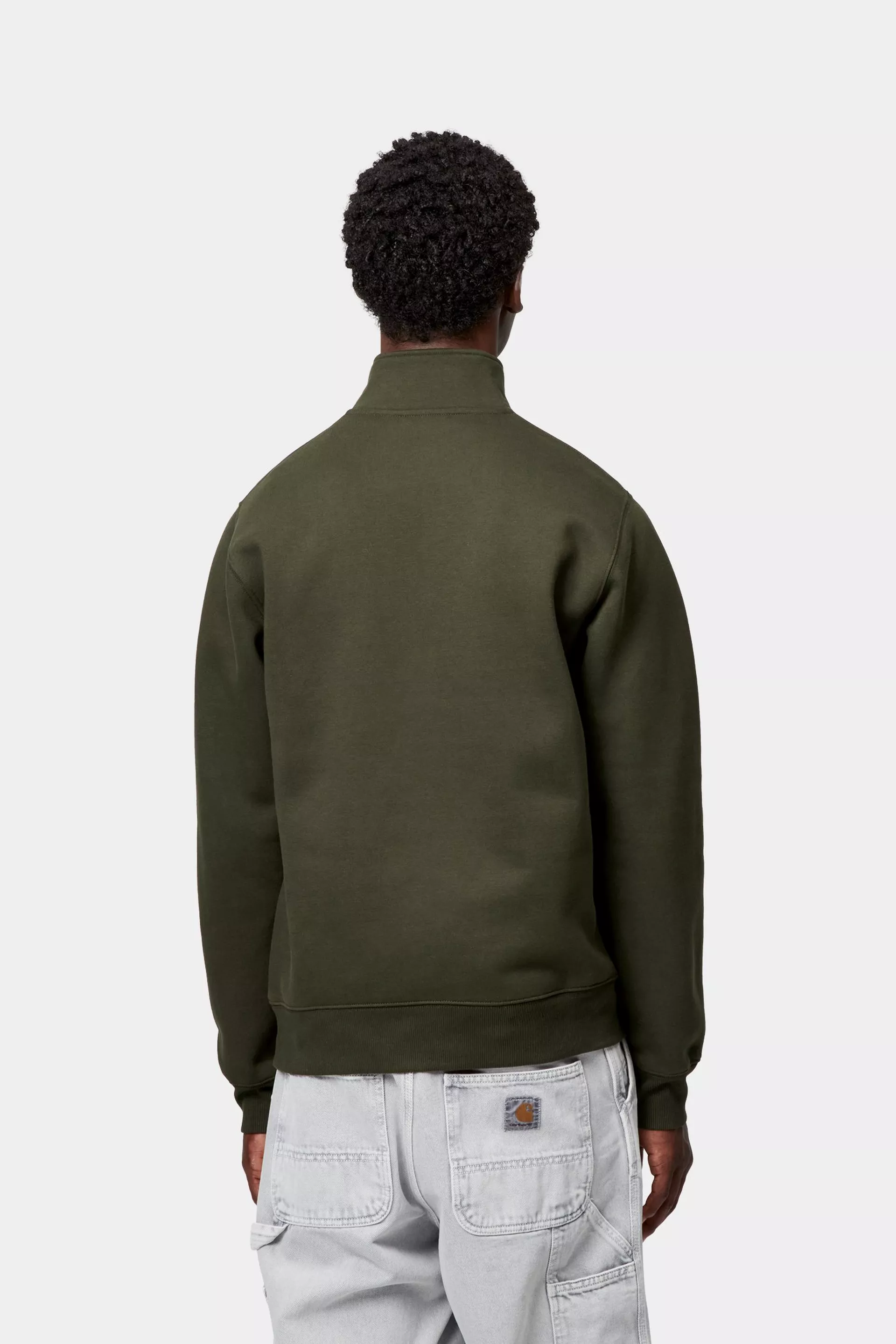 CARHARTT CHASE ZIP NECK SWEATSHIRT OLIVE/GOLD - Image 2