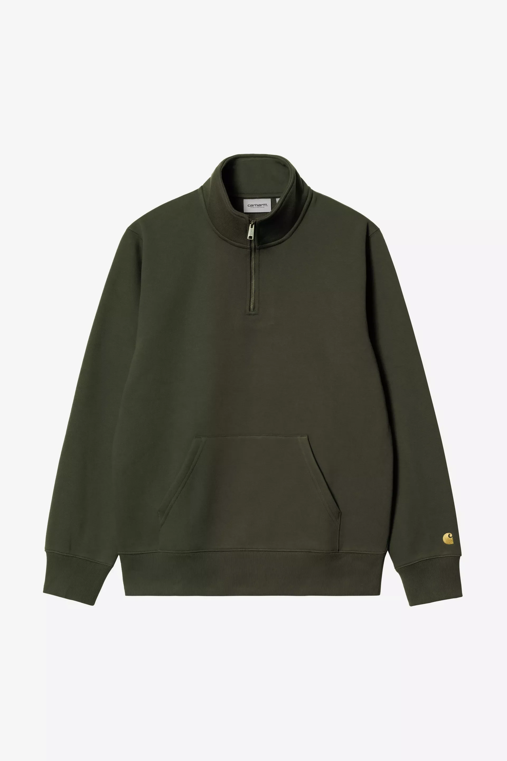 CARHARTT CHASE ZIP NECK SWEATSHIRT OLIVE/GOLD - Image 3