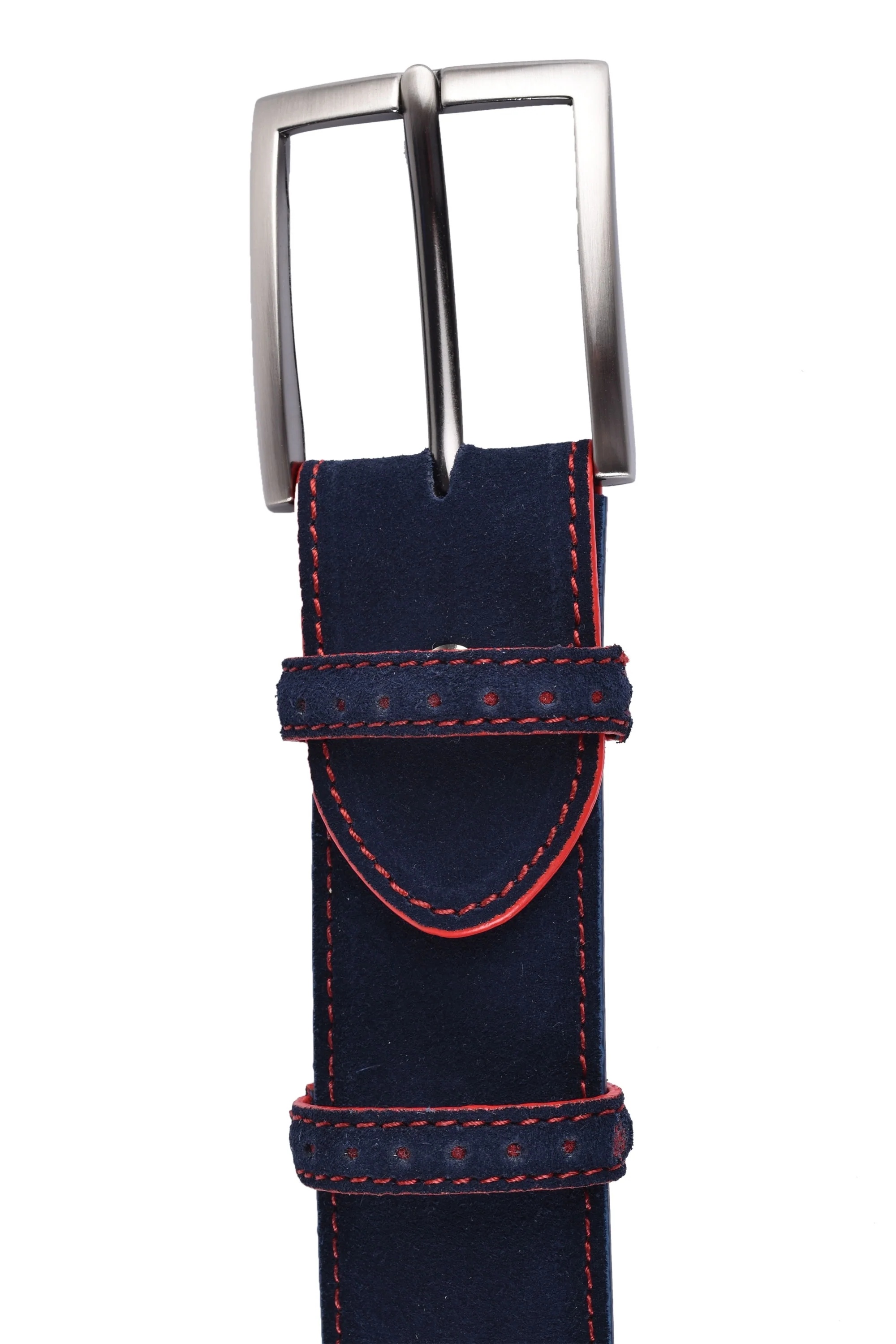 Elliot Rhodes Suede Leather Belt Navy/Red - Image 2