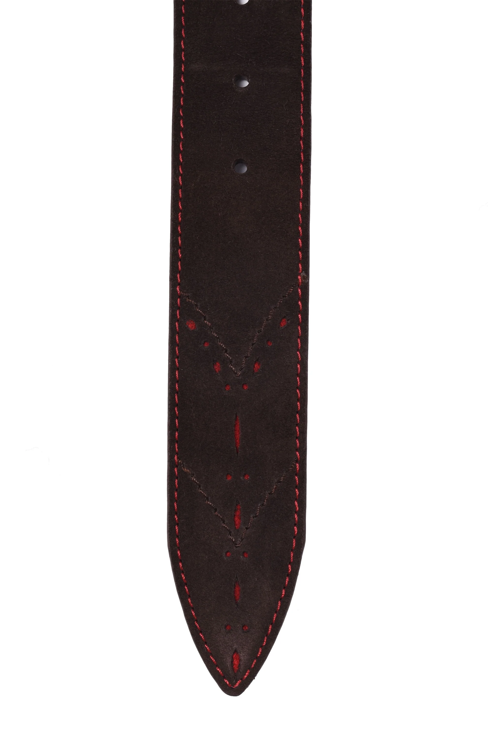 Elliot Rhodes Suede Tip Detail Belt Choc/Red - Image 3