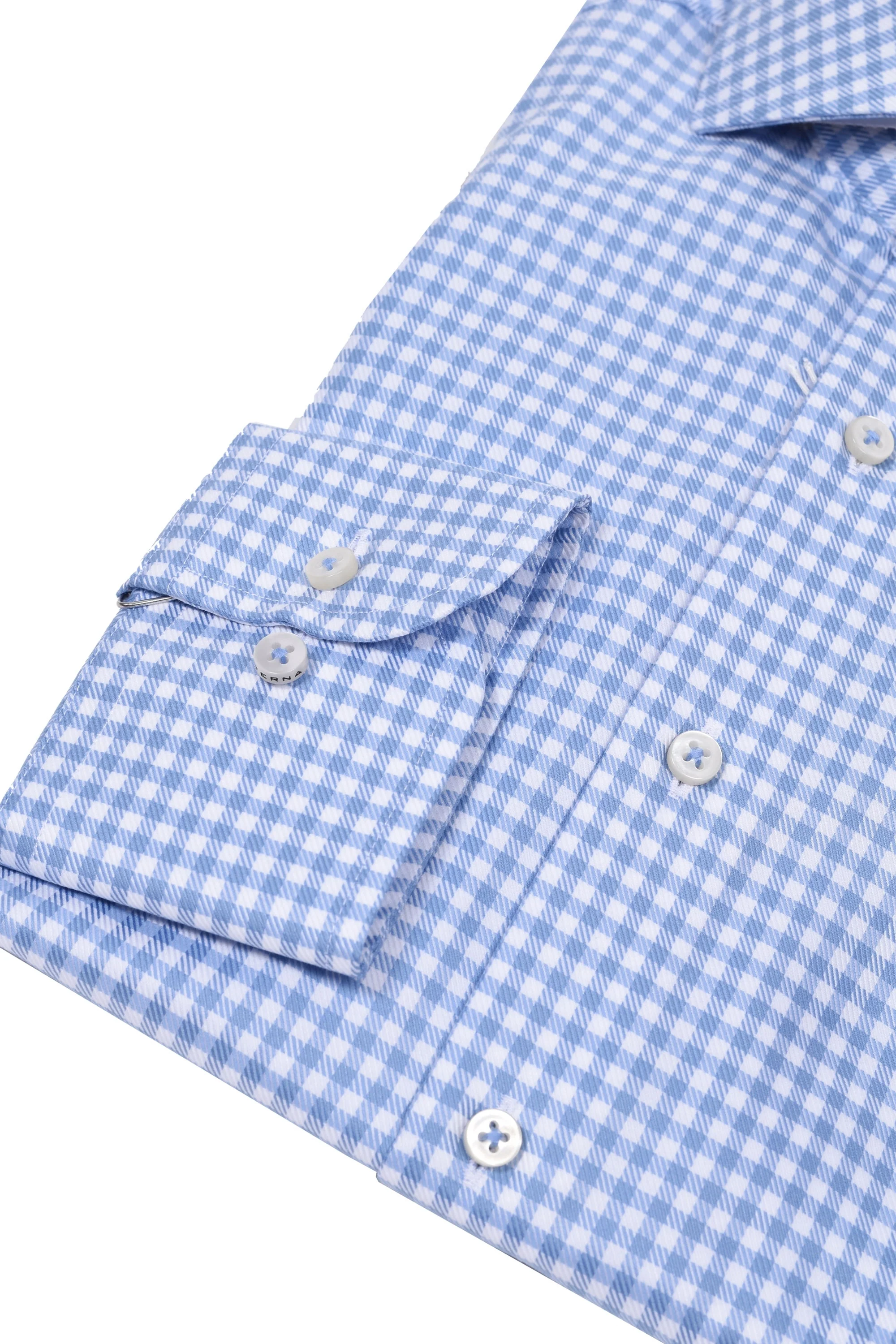 Eterna Modern Fit Checked Shirt Blue Check - Image 3