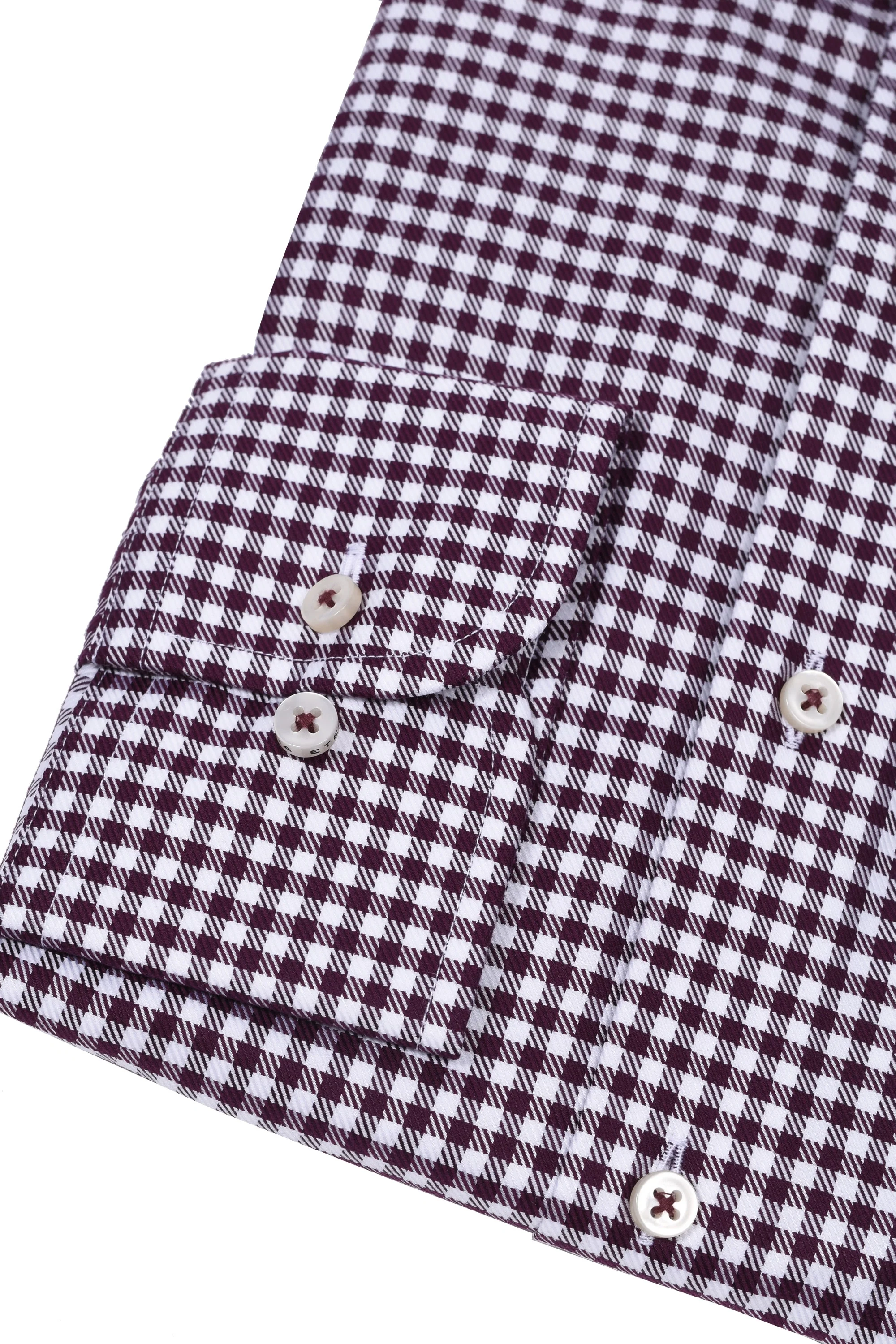 Eterna Modern Fit Checked Shirt Burgundy Check - Image 3