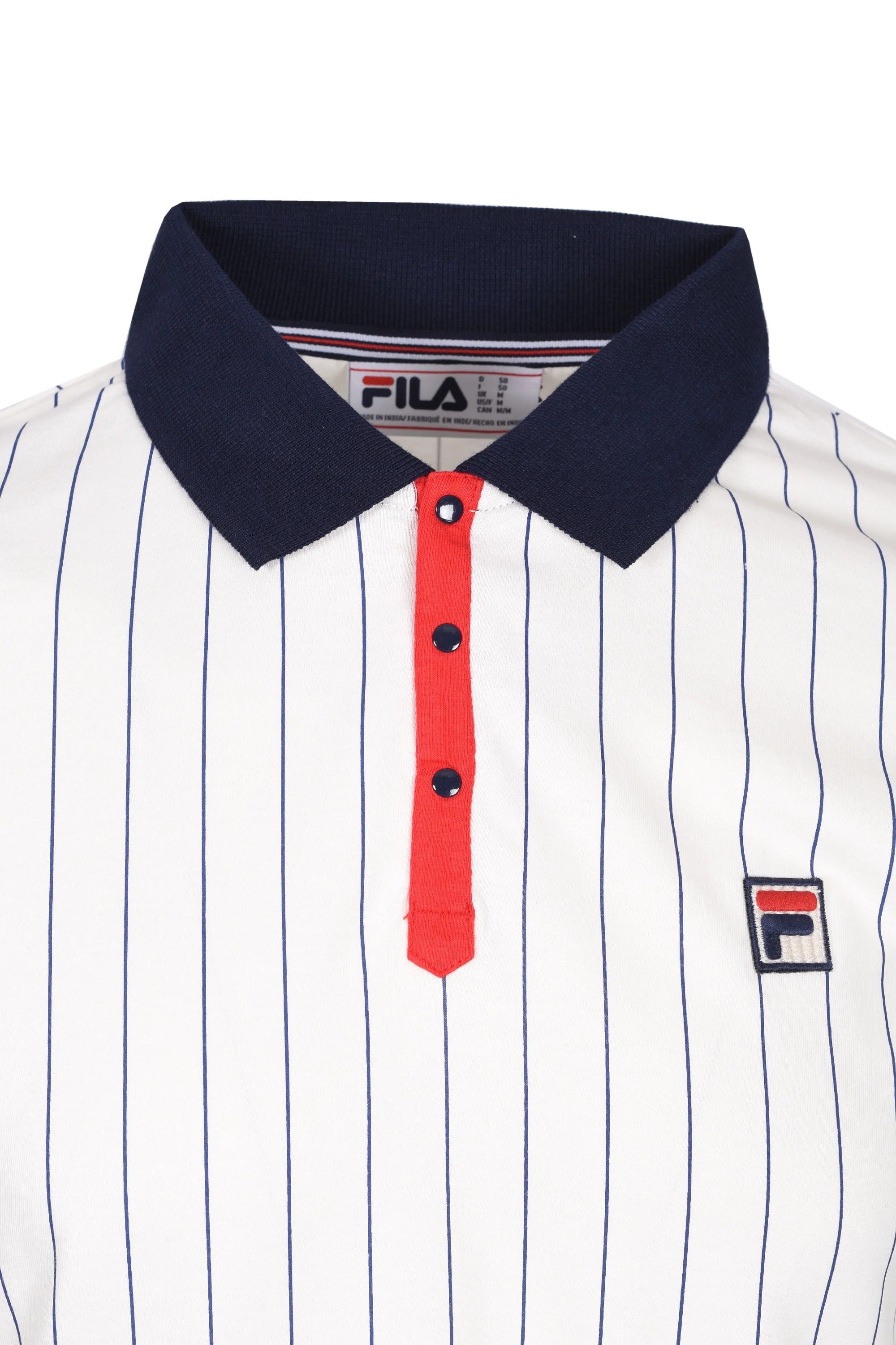Fila Vintage BB1 Classic Stripe Polo Gardenia/Navy/Red - Image 2