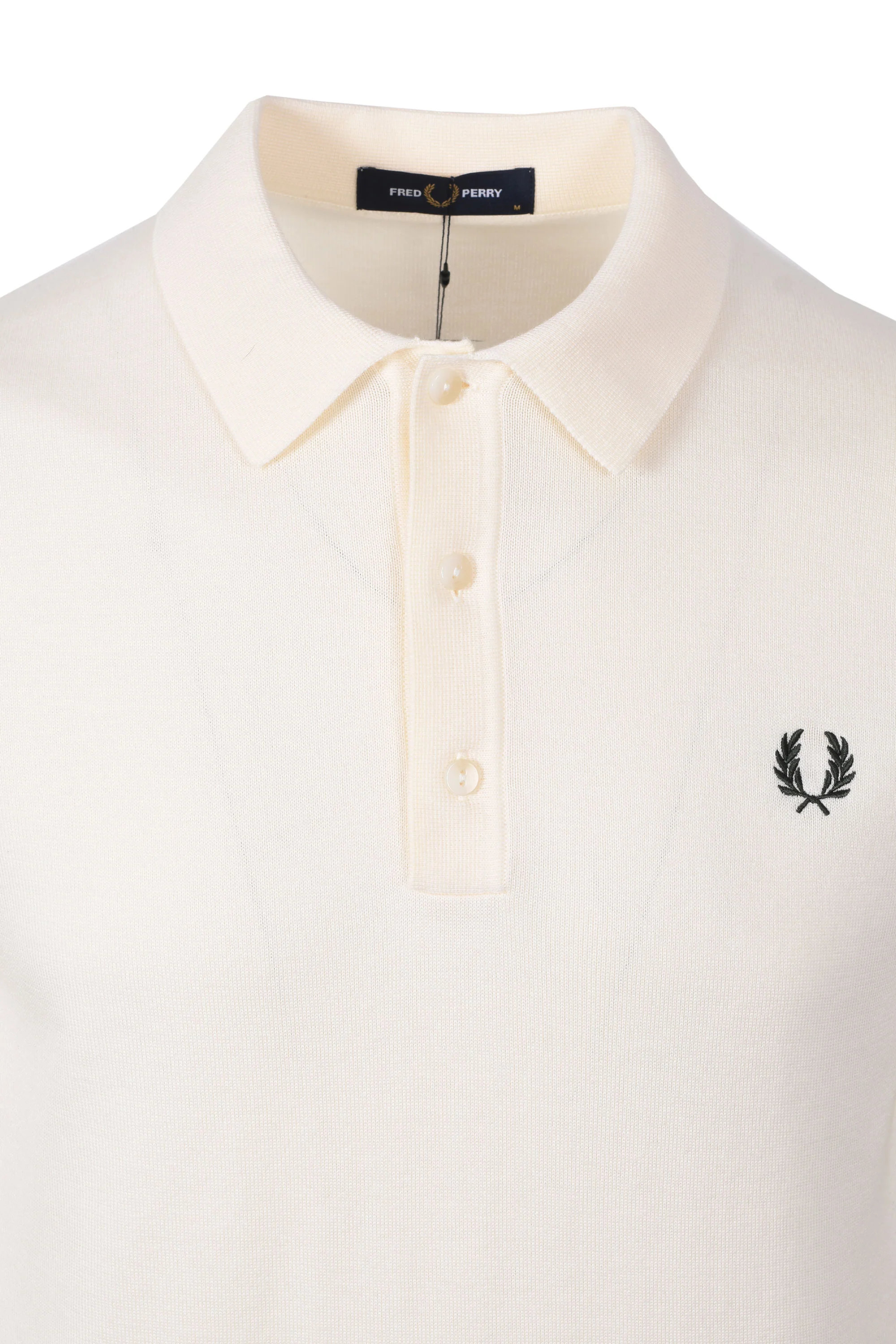 FRED PERRY COTTON KNITTED SHIRT ECRU - Image 2