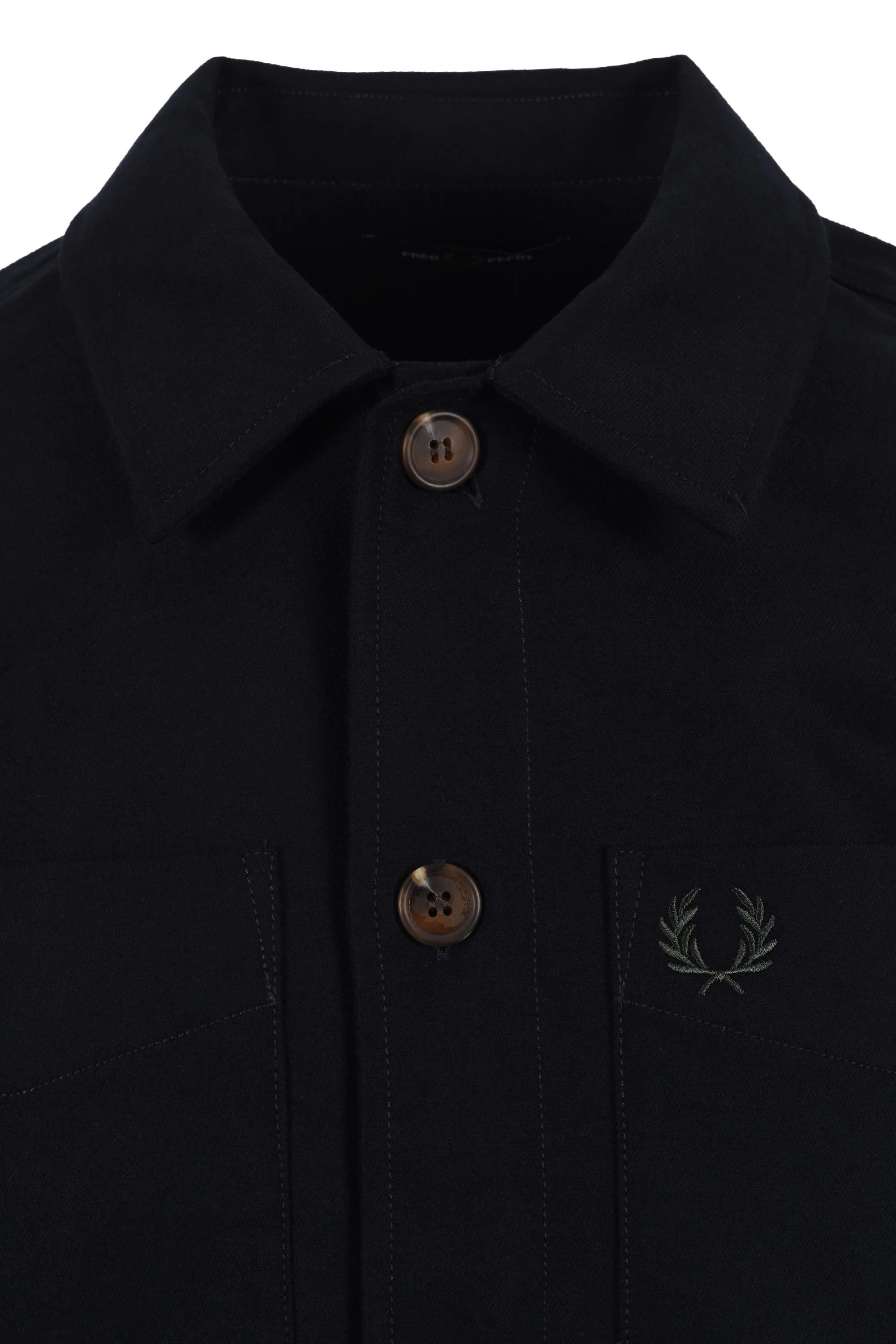 Fred Perry Brushed Twill Overshirt Black - Image 2